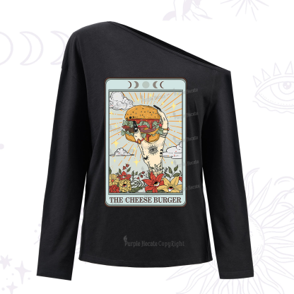Purplehecate The Cheese Burger Tarot One Shoulder Long Sleeve Shirt