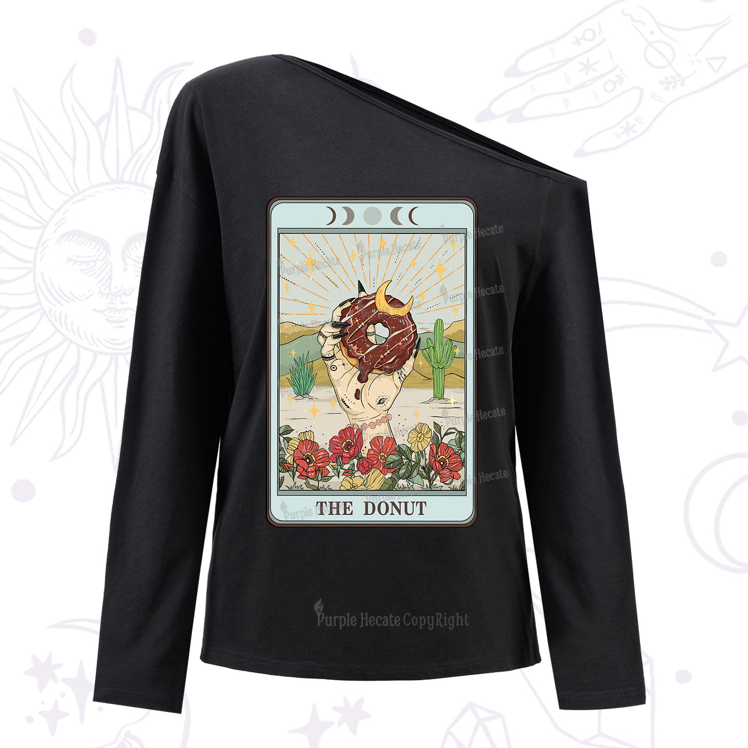 Purplehecate The Donut Tarot One Shoulder Long Sleeve Shirt