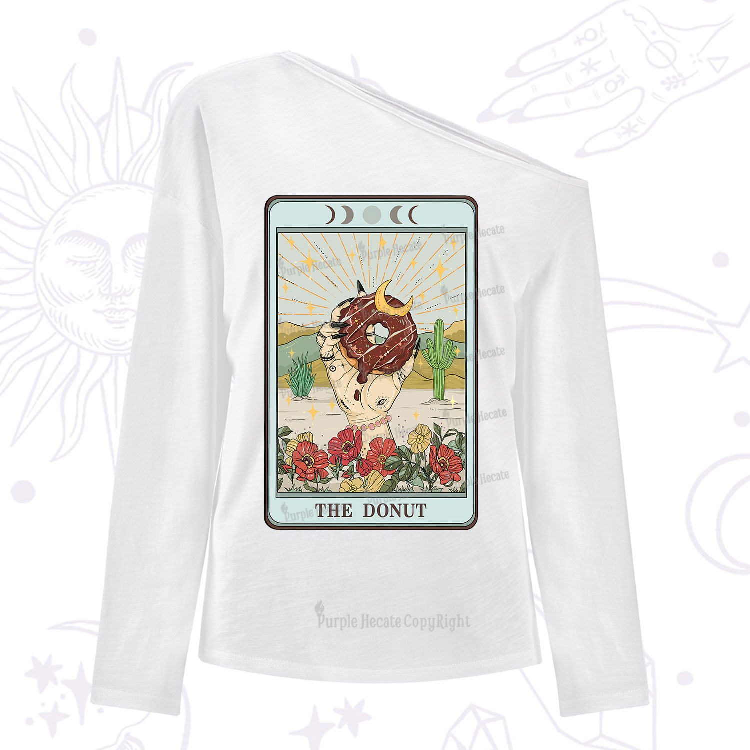 Purplehecate The Donut Tarot One Shoulder Long Sleeve Shirt