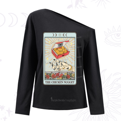 Purplehecate The Chicken Nugget Tarot Card One Shoulder Long Sleeve Shirt