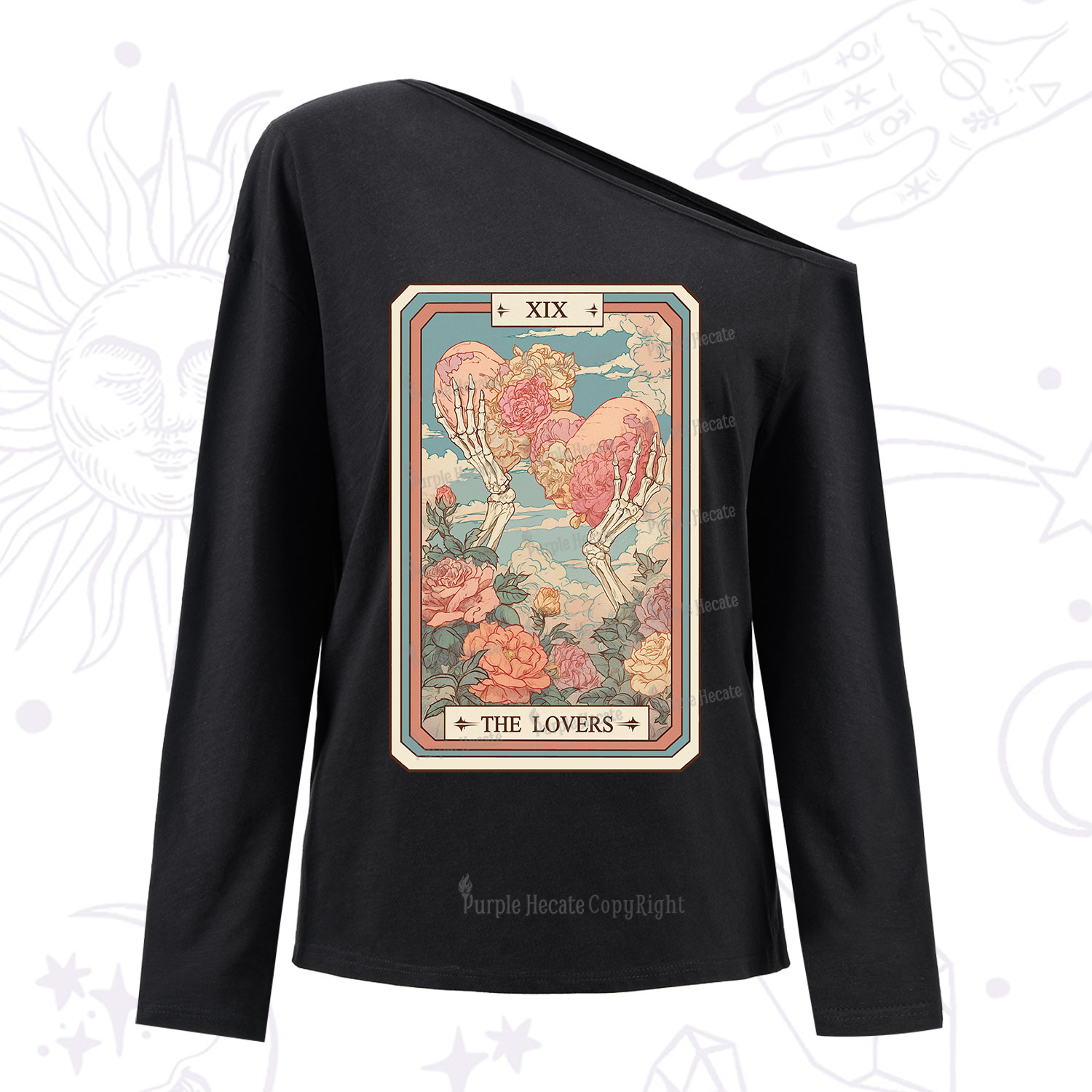 Purplehecate The Lovers Undying Heart Tarot One Shoulder Long Sleeve Shirt
