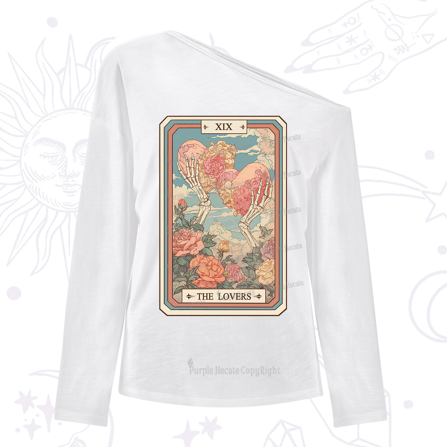 Purplehecate The Lovers Undying Heart Tarot One Shoulder Long Sleeve Shirt