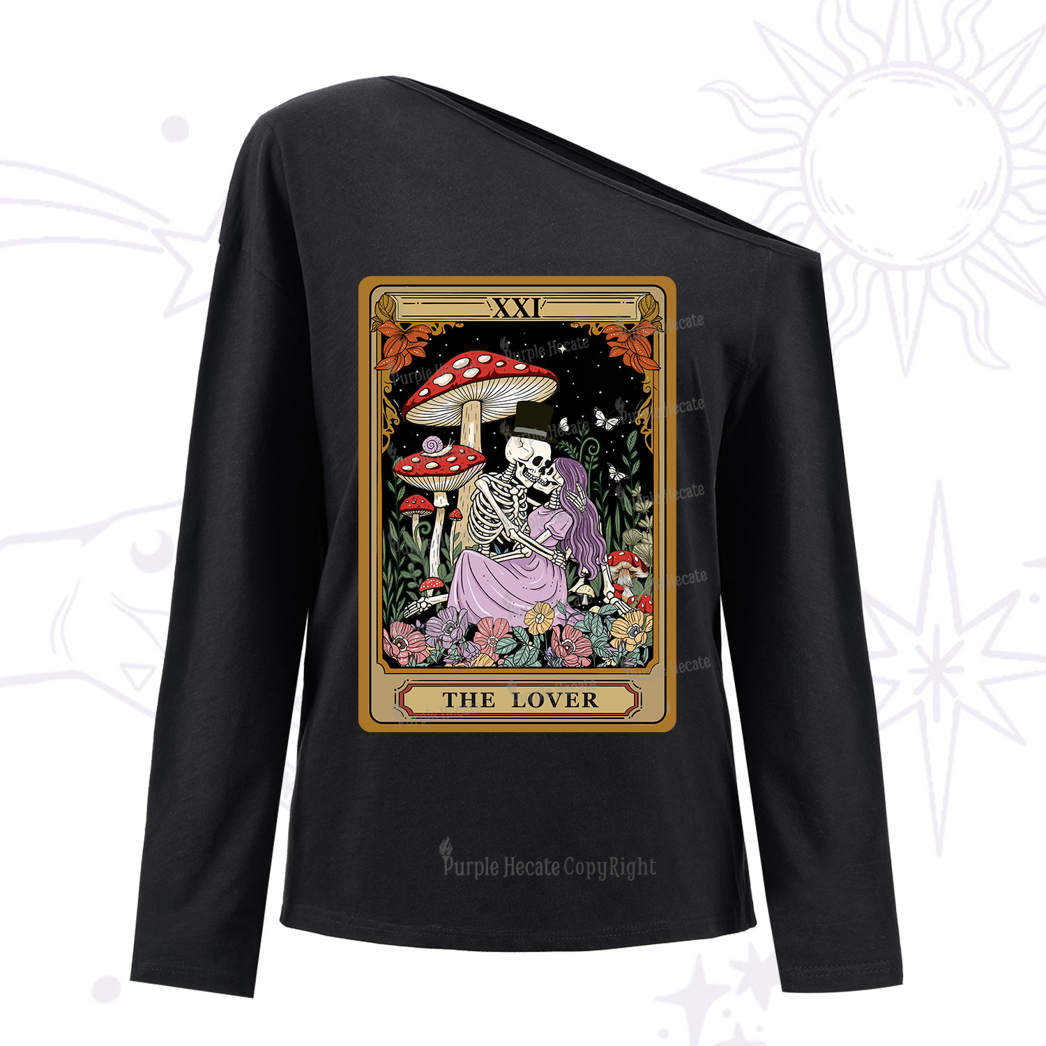 Purplehecate The Vintage Lover Tarot One Shoulder Long Sleeve Shirt