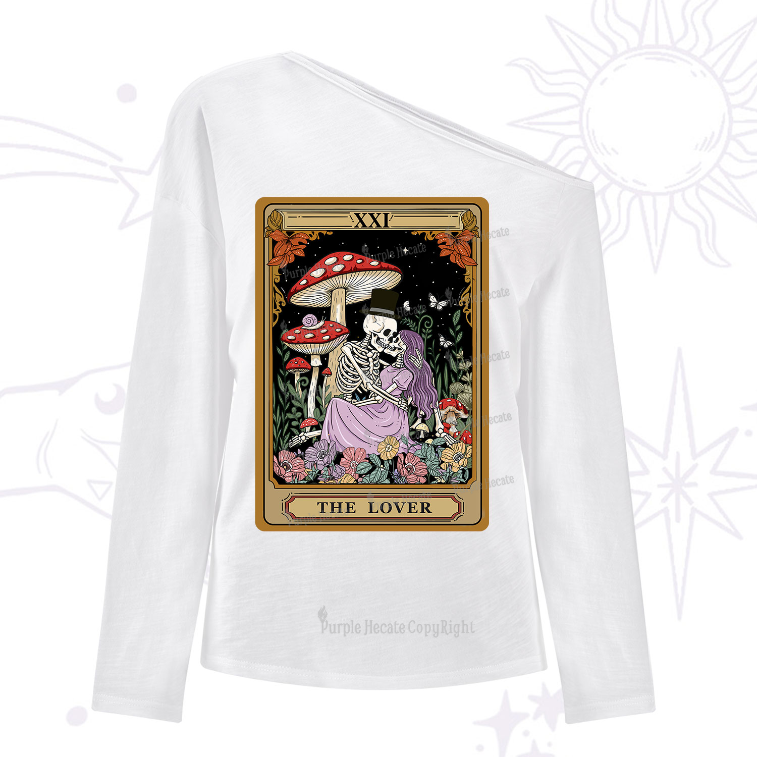 Purplehecate The Vintage Lover Tarot One Shoulder Long Sleeve Shirt