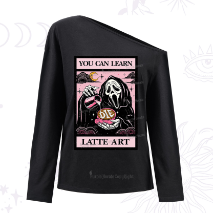Purplehecate The You Can Learn Latte Art Oracle Card One Shoulder Long Sleeve Shirt