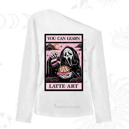 Purplehecate The You Can Learn Latte Art Oracle Card One Shoulder Long Sleeve Shirt