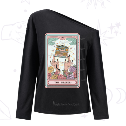 Purplehecate The Writer Tarot Card One Shoulder Long Sleeve Shirt