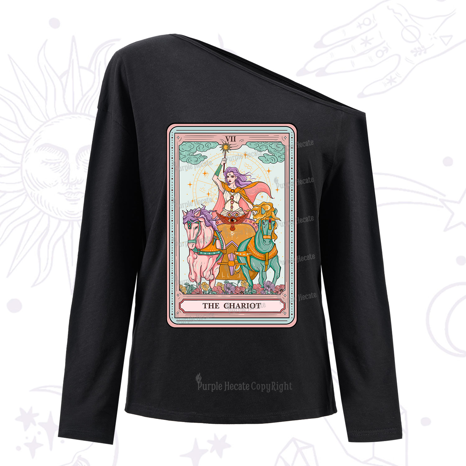 Purplehecate The Chariot Tarot One Shoulder Long Sleeve Shirt