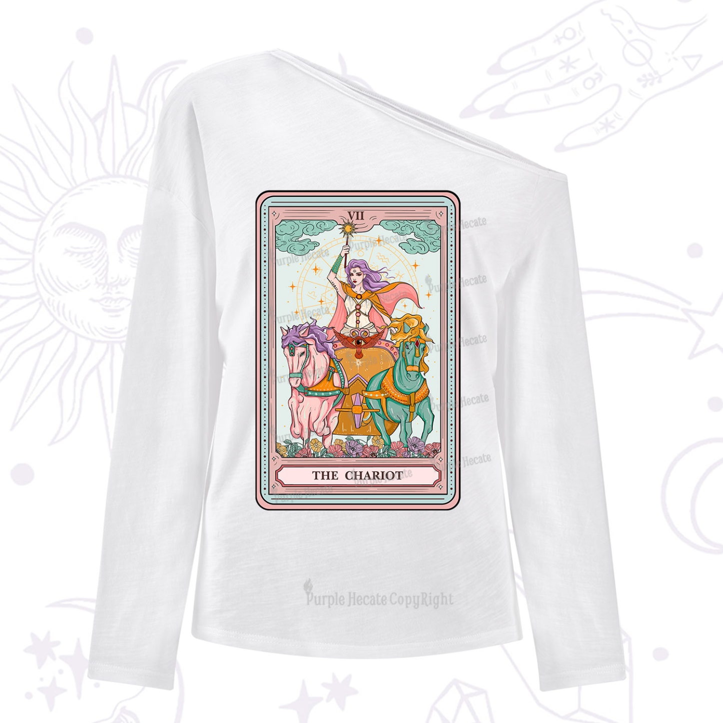 Purplehecate The Chariot Tarot One Shoulder Long Sleeve Shirt