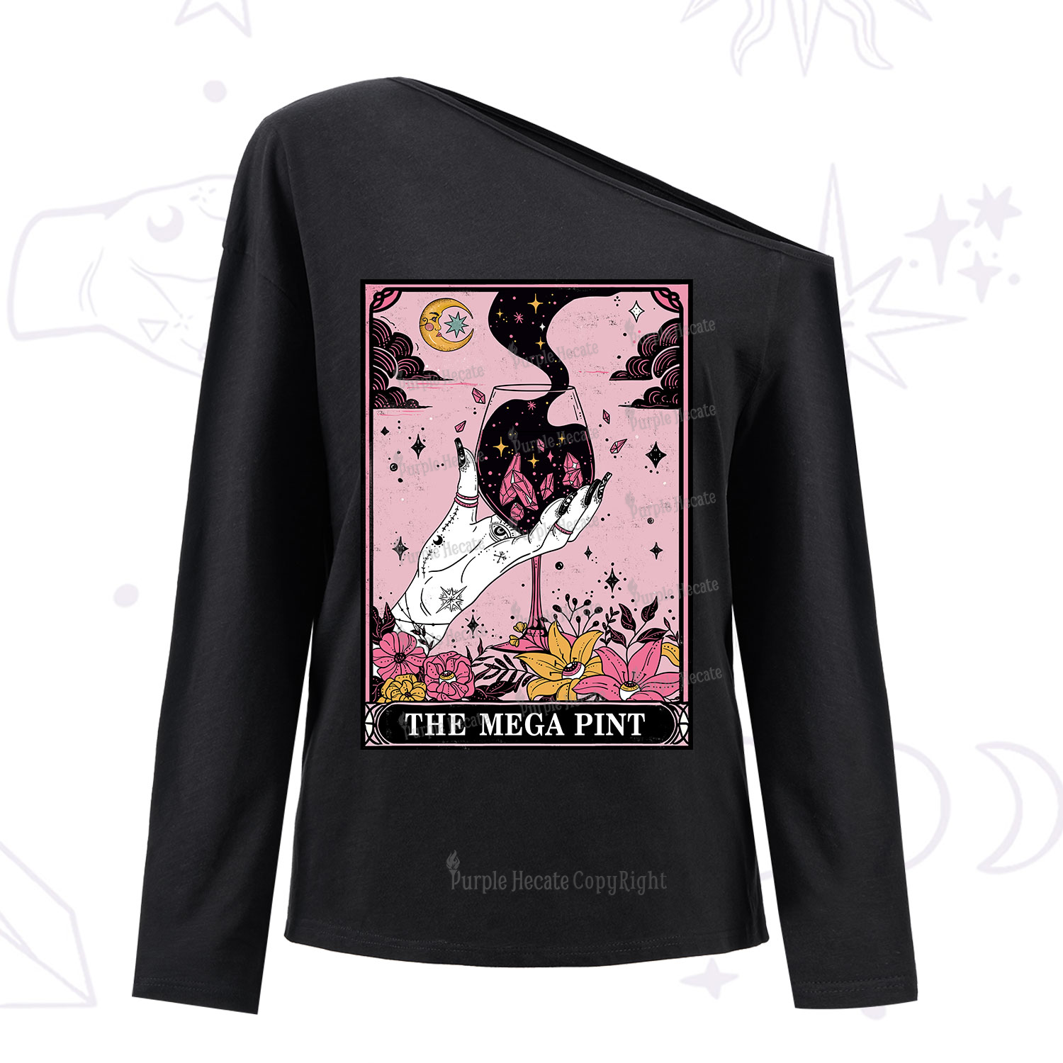 Purplehecate The Mega Pint Tarot Card One Shoulder Long Sleeve Shirt