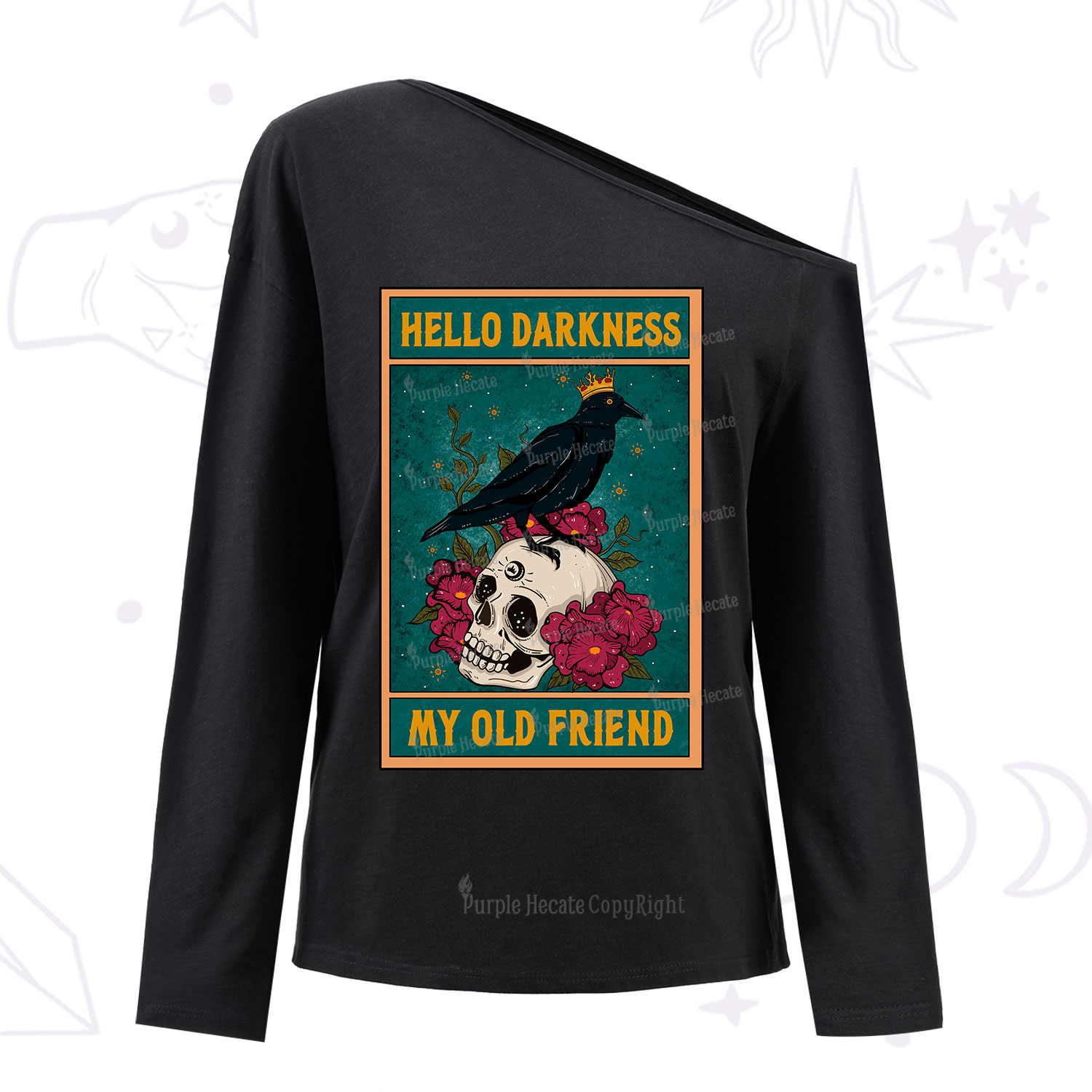 Purplehecate Hello Darkness My Old Friend Oracle Card One Shoulder Long Sleeve Shirt