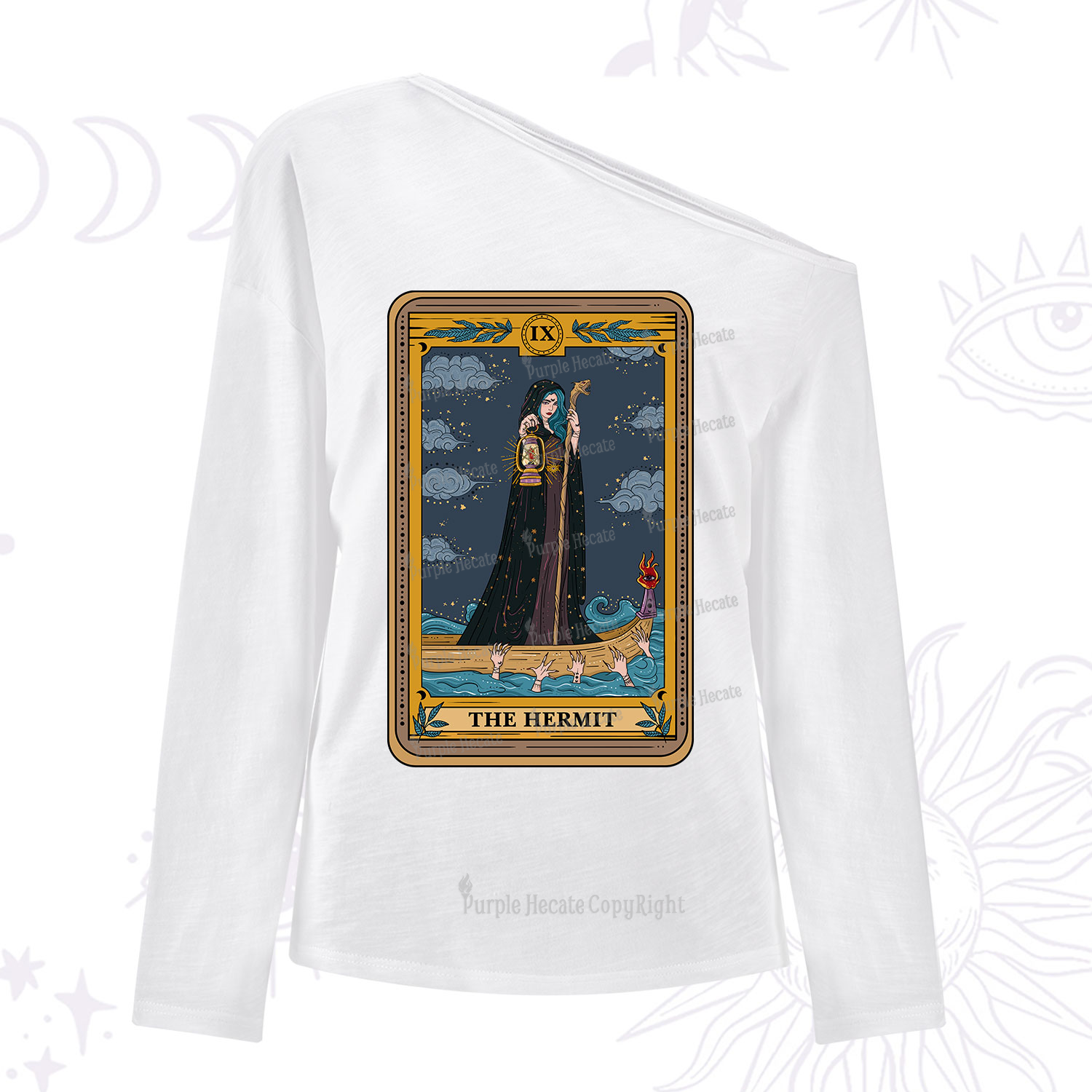 Purplehecate The Hermit Goddess Tarot One Shoulder Long Sleeve Shirt
