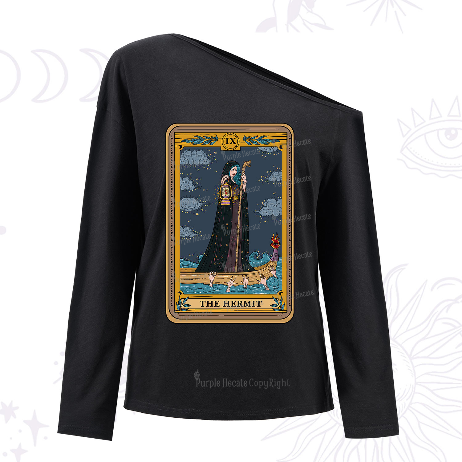 Purplehecate The Hermit Goddess Tarot One Shoulder Long Sleeve Shirt