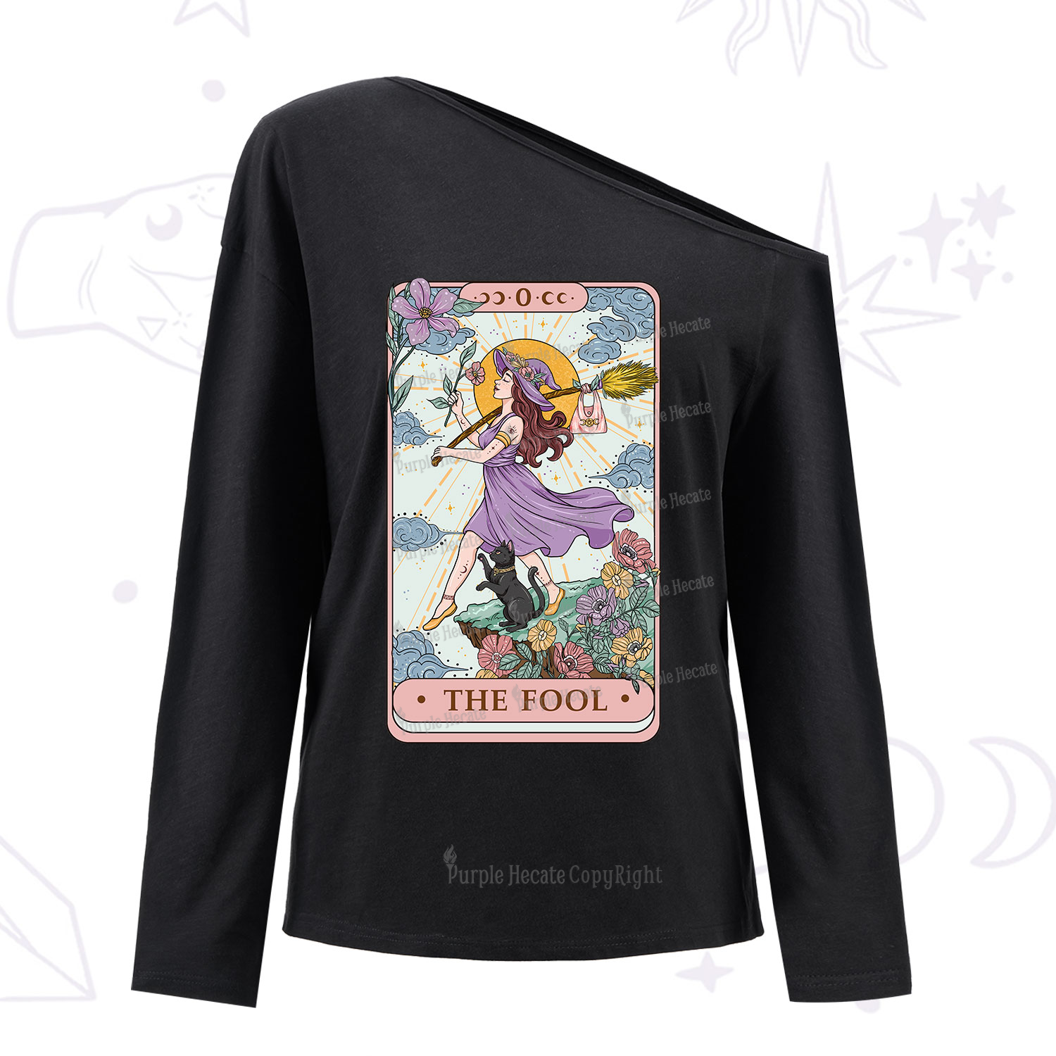 Purplehecate The Witchling Fool Tarot One Shoulder Long Sleeve Shirt