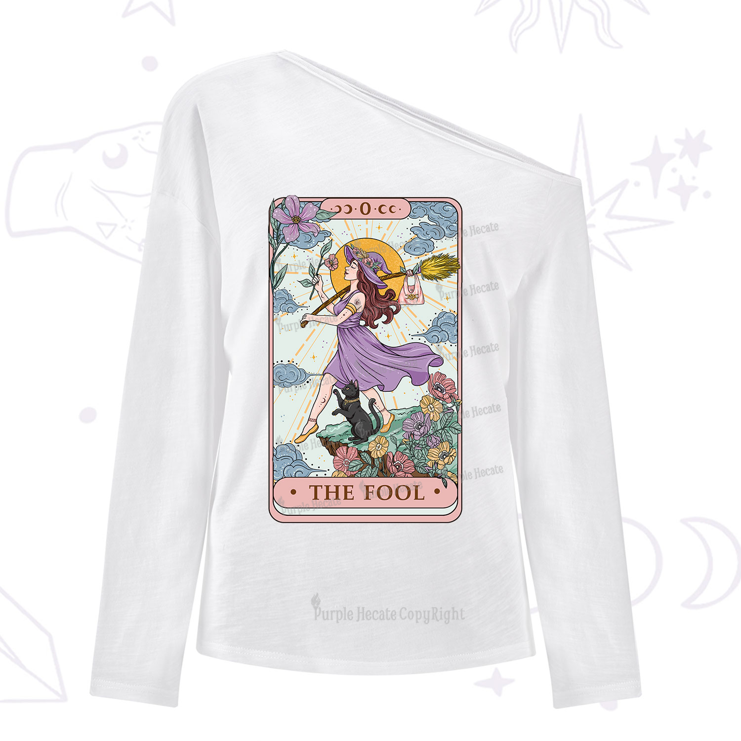 Purplehecate The Witchling Fool Tarot One Shoulder Long Sleeve Shirt