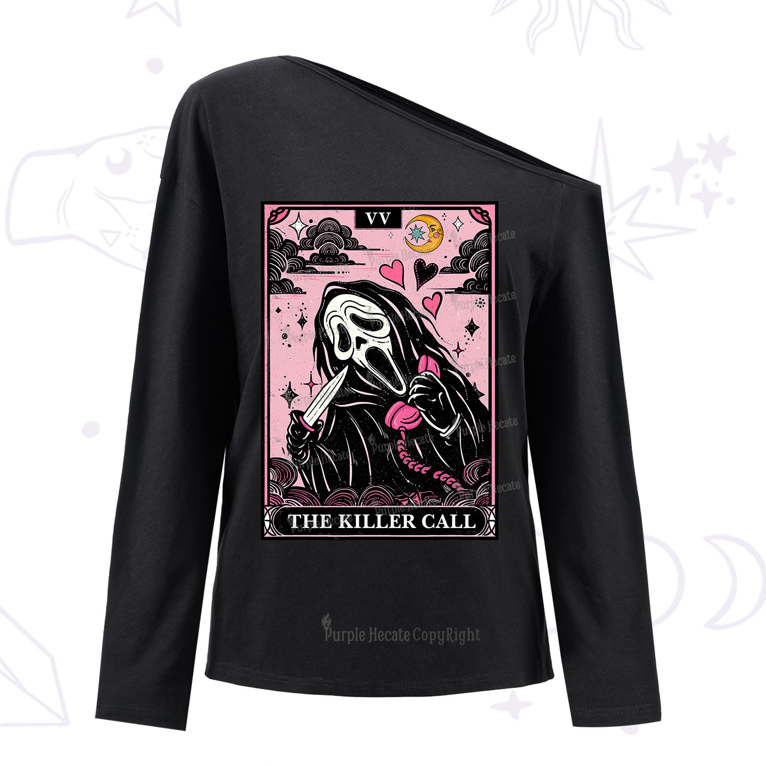 Purplehecate The Killer Call Tarot One Shoulder Long Sleeve Shirt