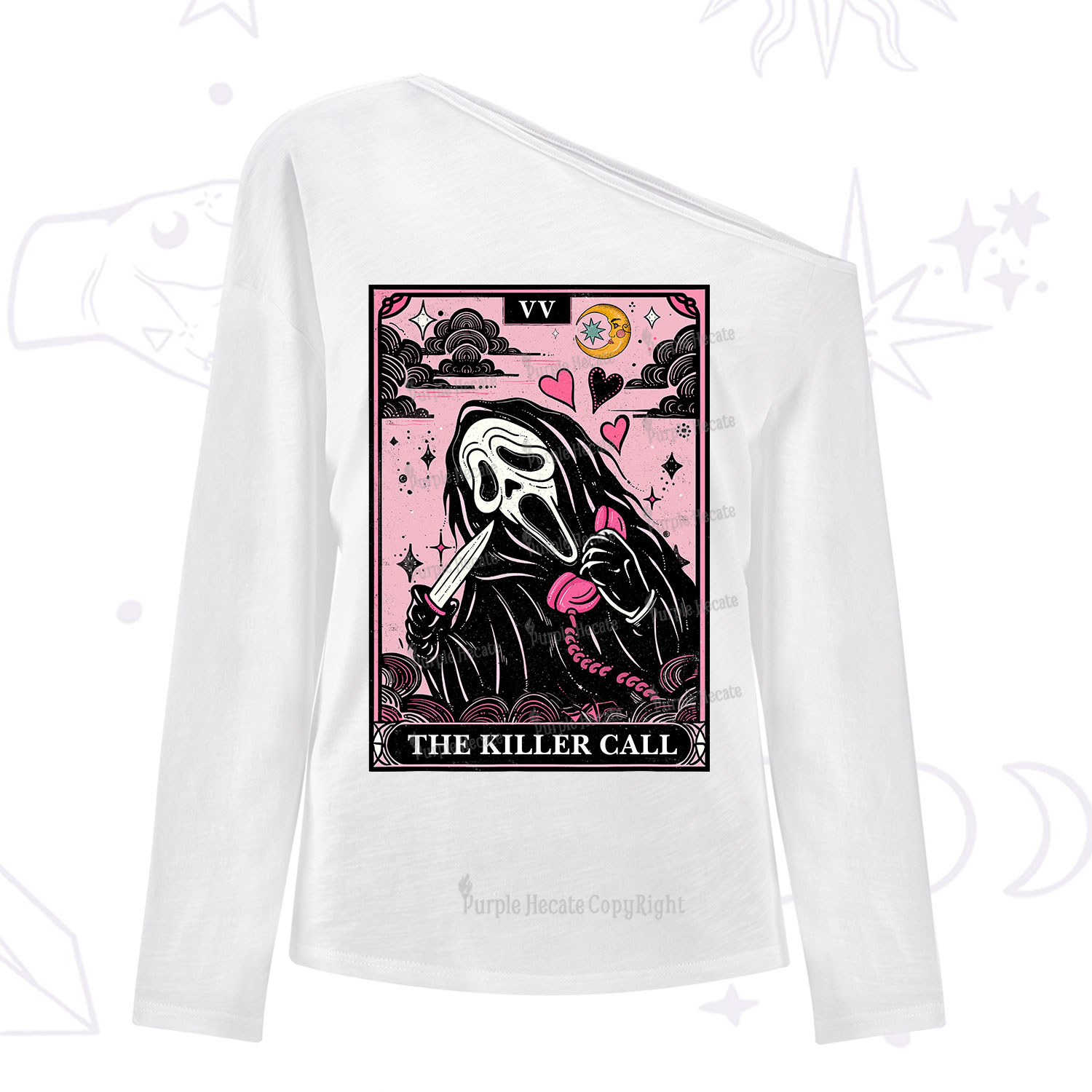 Purplehecate The Killer Call Tarot One Shoulder Long Sleeve Shirt