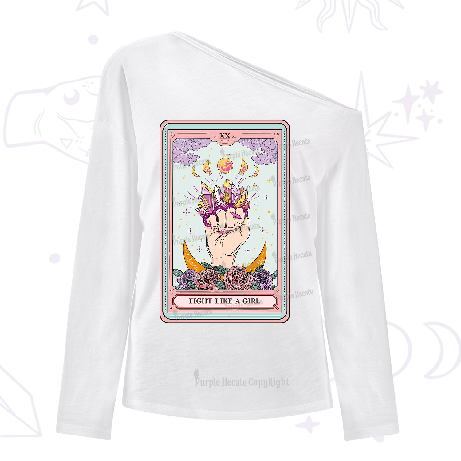 Purplehecate The Fight Like A Girl Tarot One Shoulder Long Sleeve Shirt
