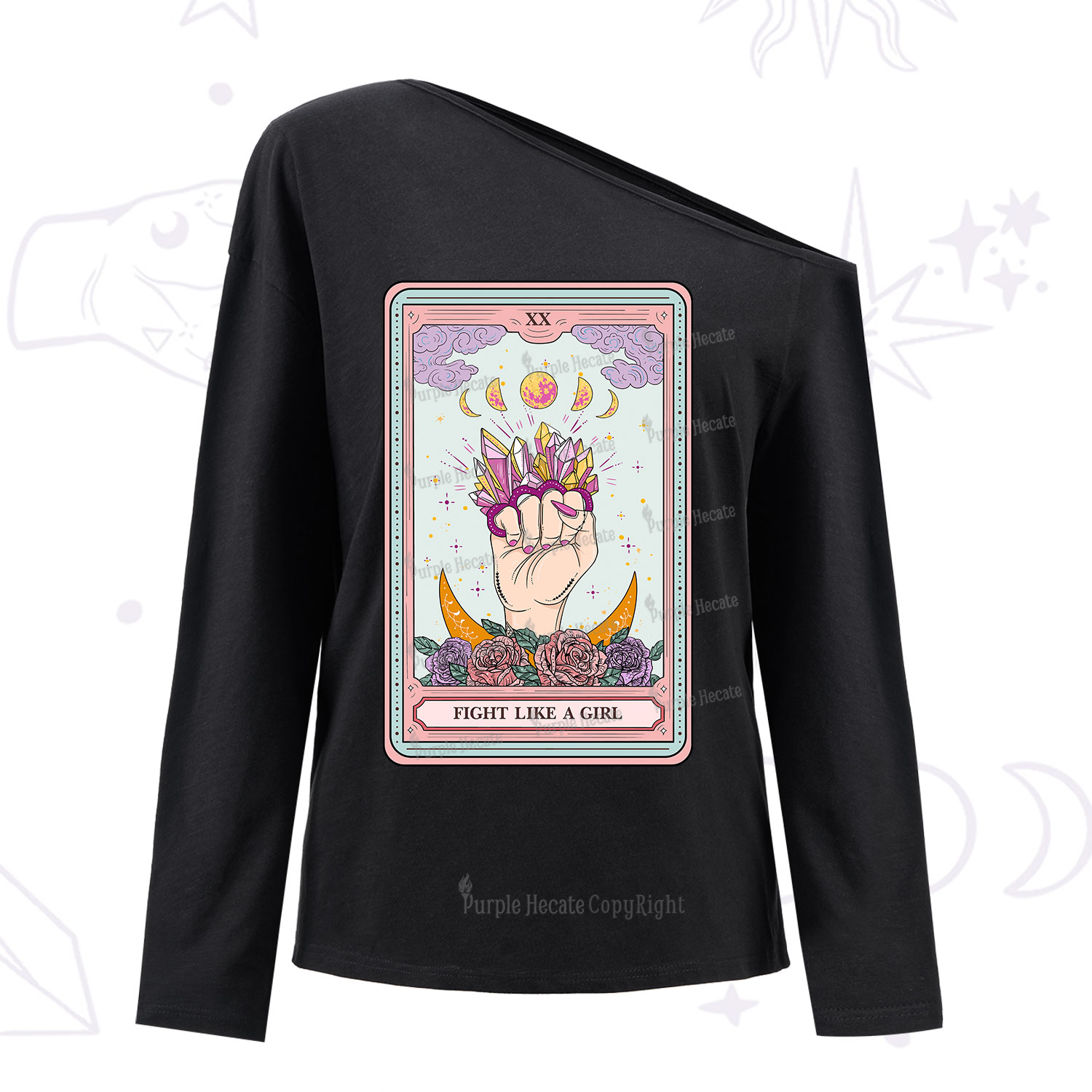 Purplehecate The Fight Like A Girl Tarot One Shoulder Long Sleeve Shirt