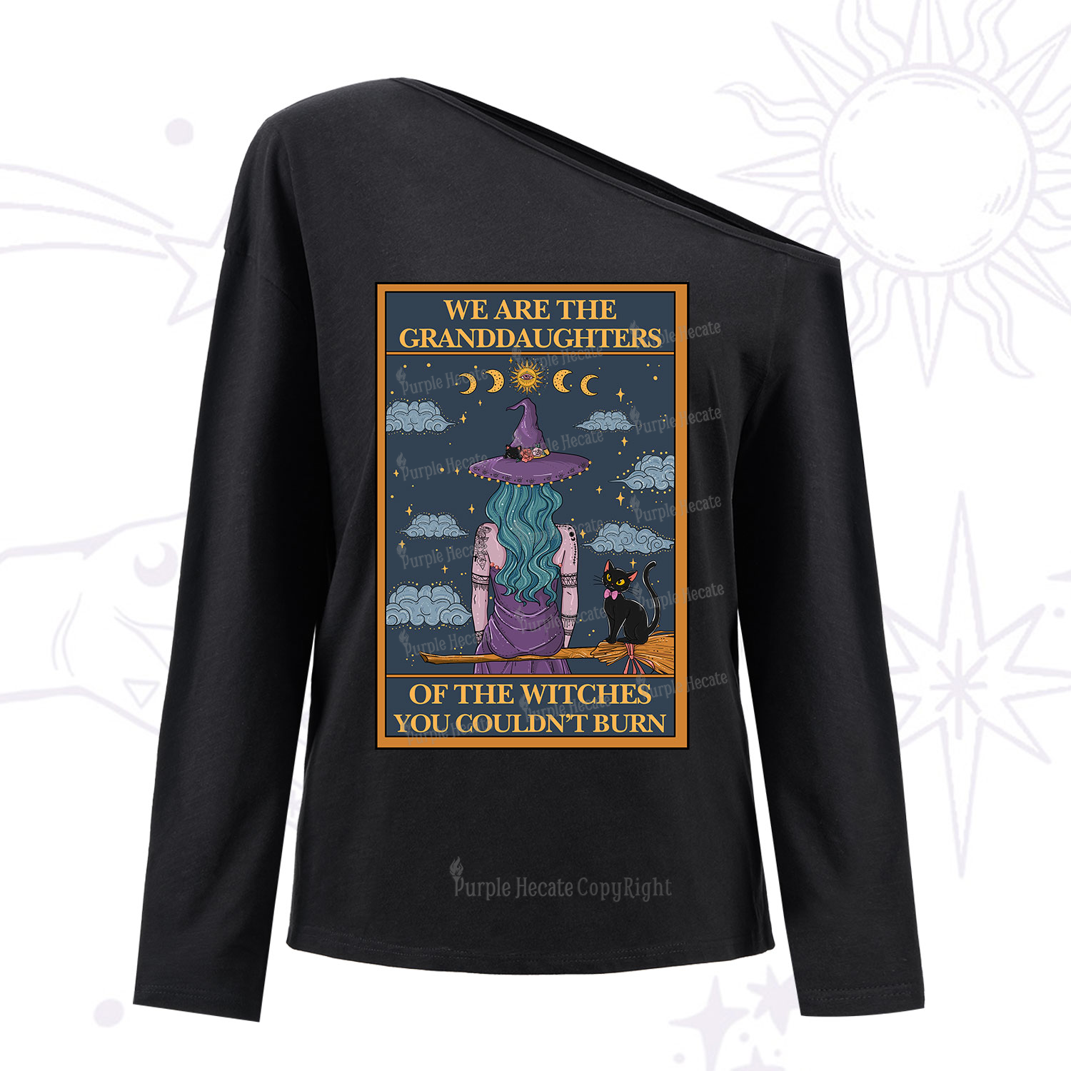 Purplehecate The Witches You Couldn't Burn Oracle Card One Shoulder Long Sleeve Shirt