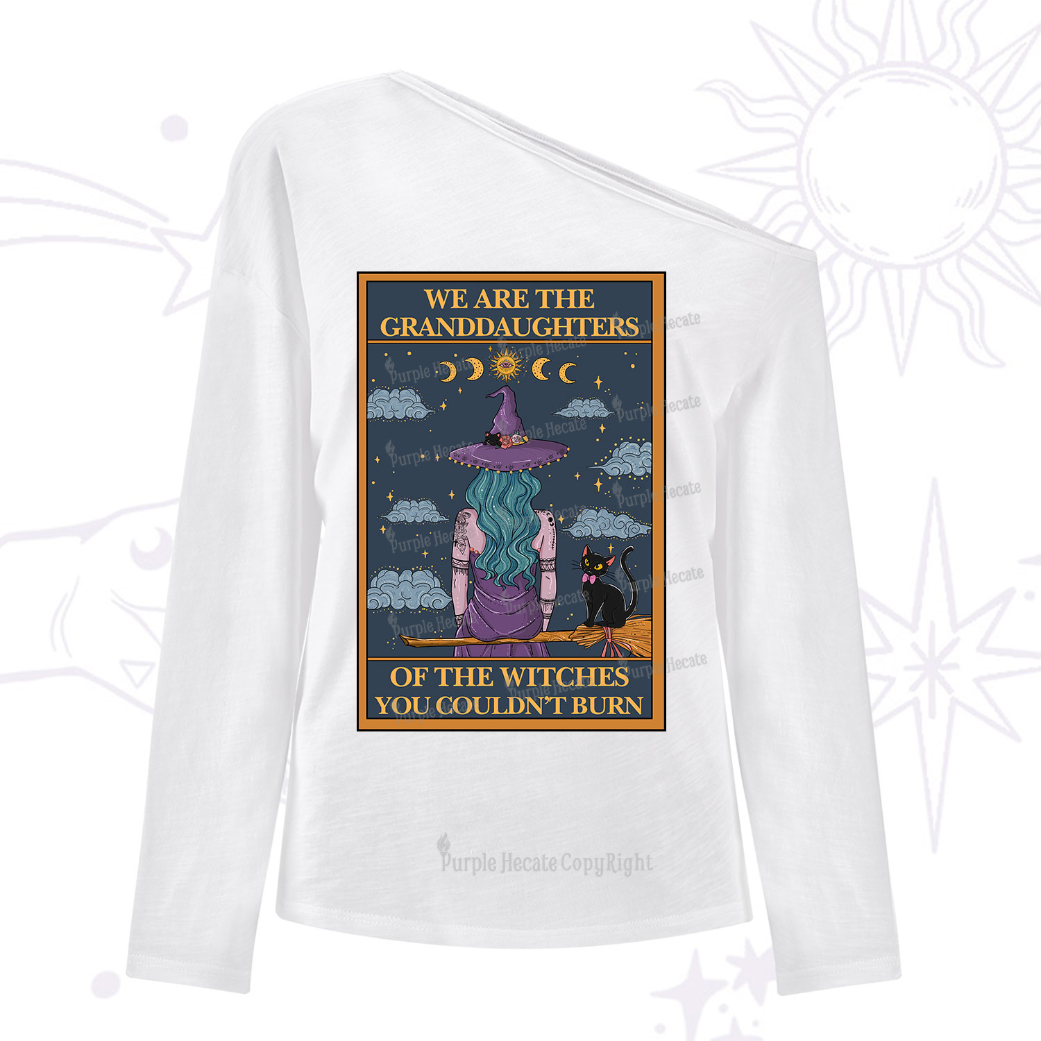Purplehecate The Witches You Couldn't Burn Oracle Card One Shoulder Long Sleeve Shirt