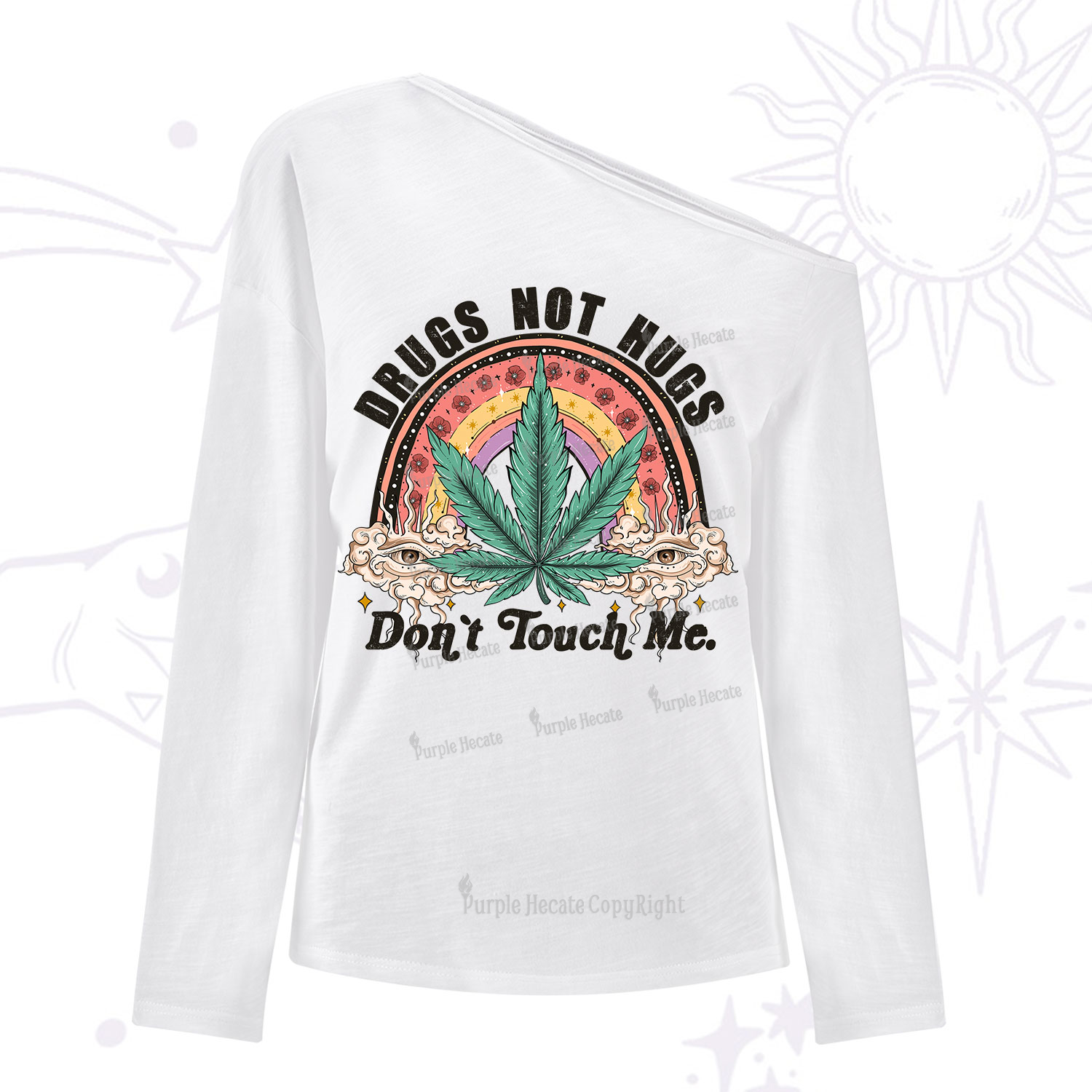 Purplehecate Drugs Not Hugs One Shoulder Long Sleeve Shirt
