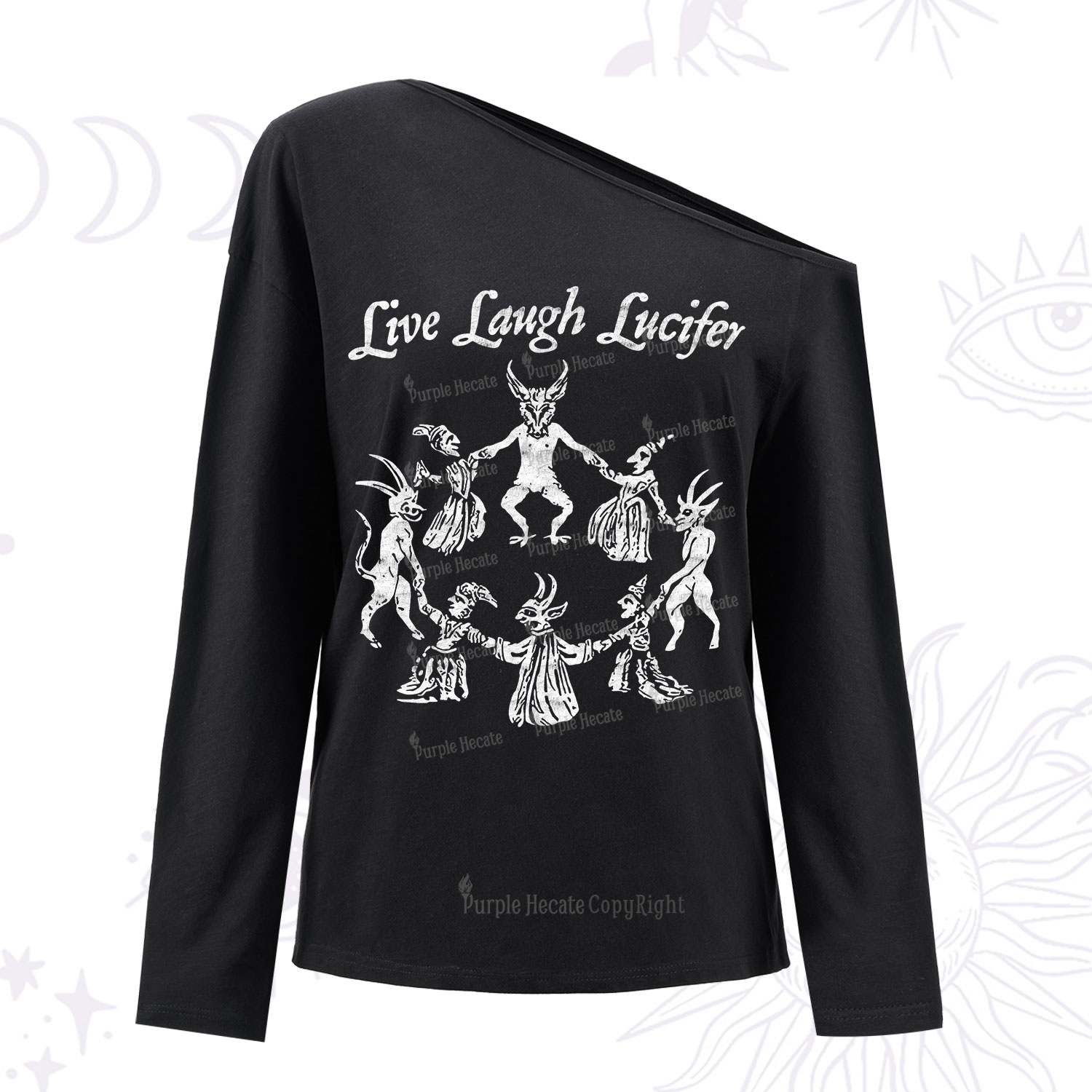 Purplehecate Live Laugh Lucifer One Shoulder Long Sleeve Shirt