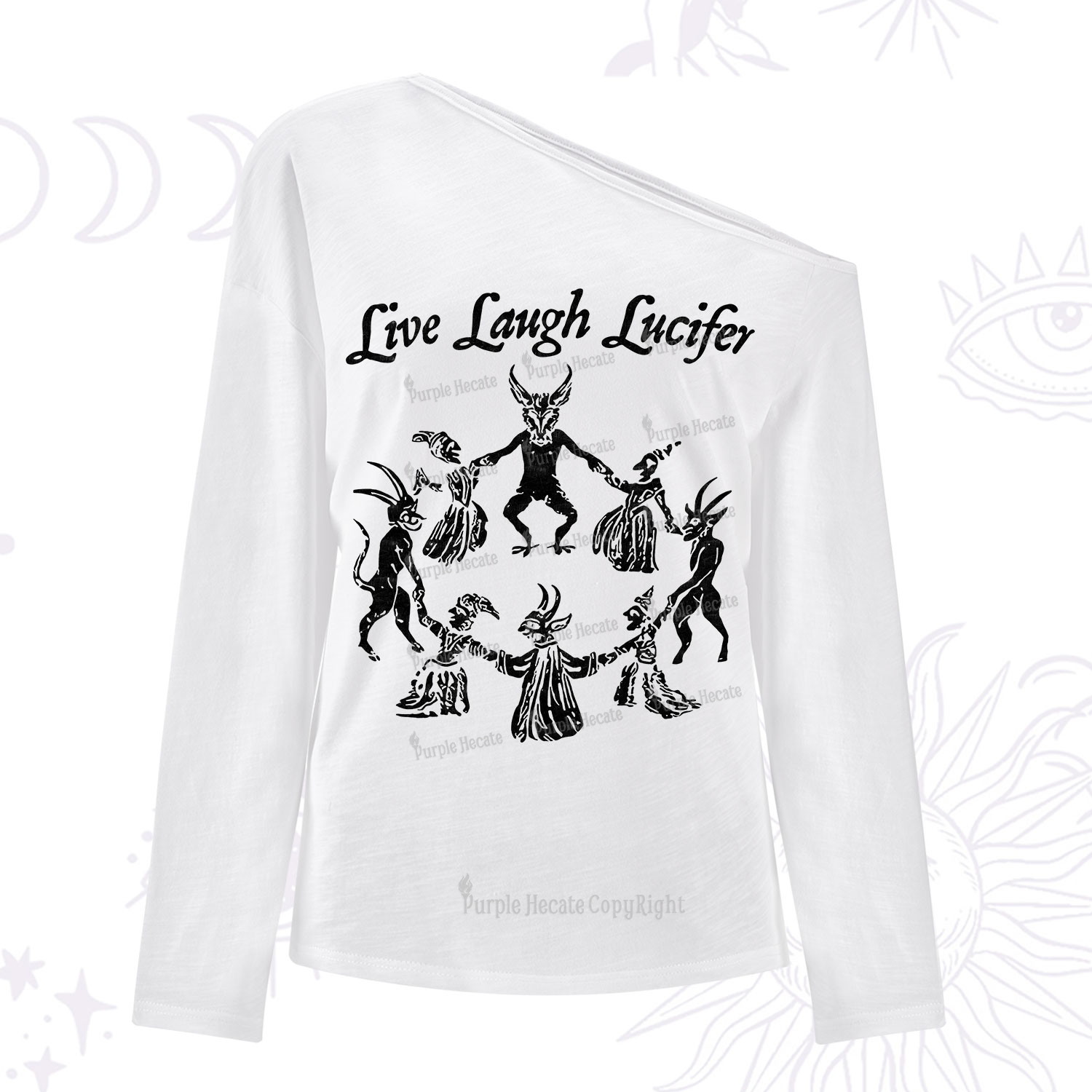 Purplehecate Live Laugh Lucifer One Shoulder Long Sleeve Shirt