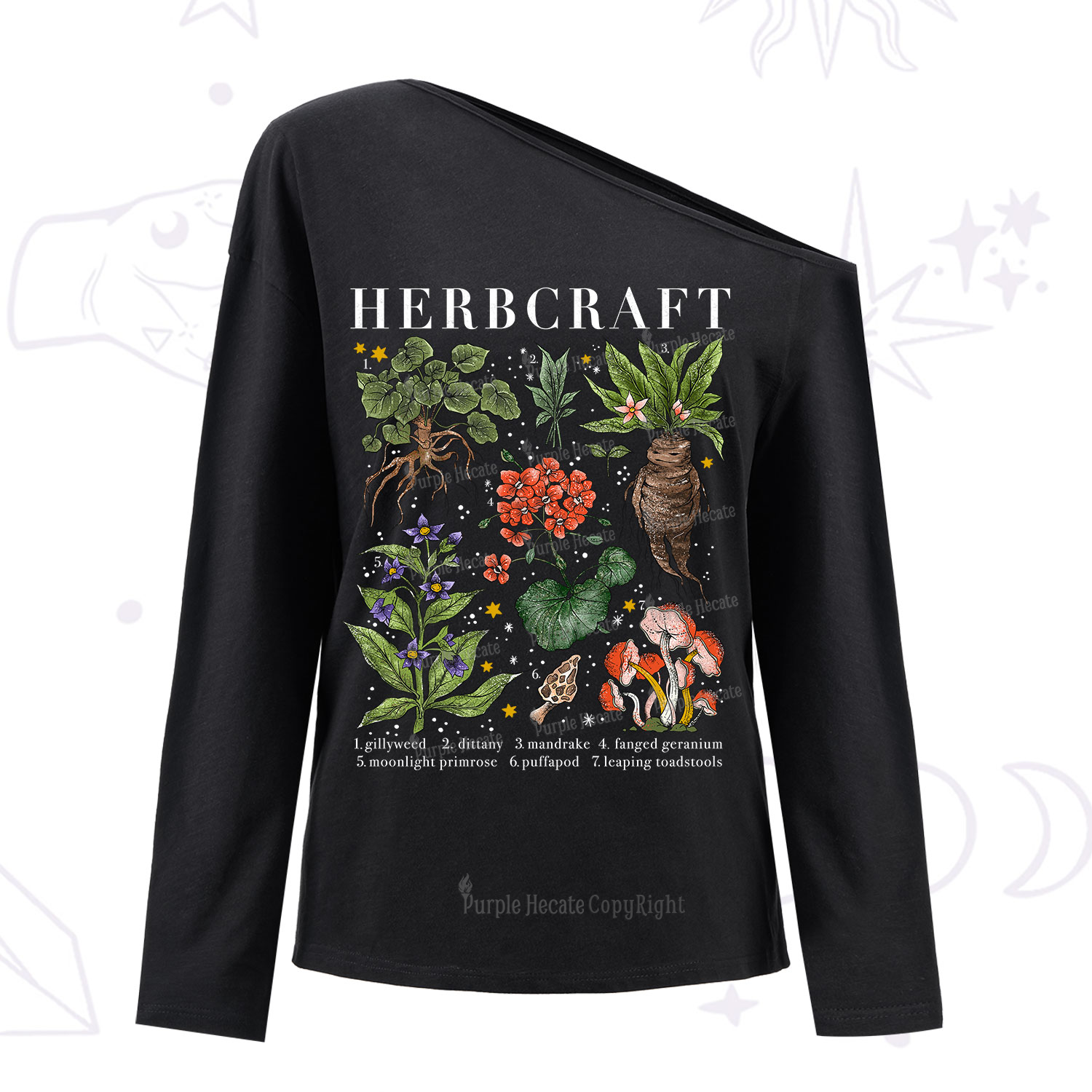 Purplehecate Magical Herbcraft One Shoulder Long Sleeve Shirt