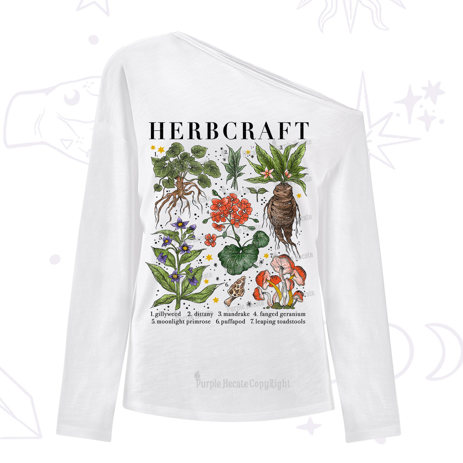 Purplehecate Magical Herbcraft One Shoulder Long Sleeve Shirt