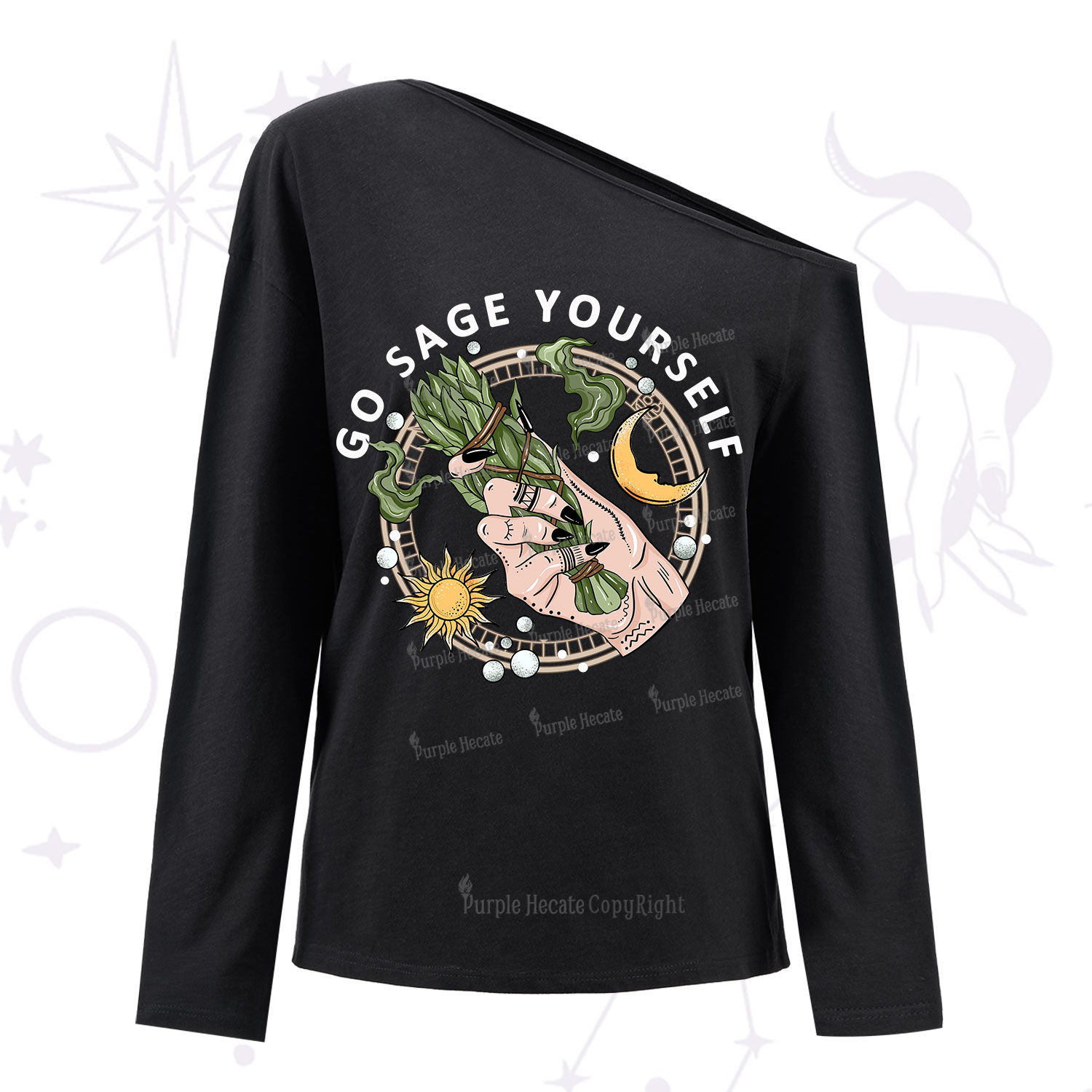Purplehecate Go Sage Yourself One Shoulder Long Sleeve Shirt