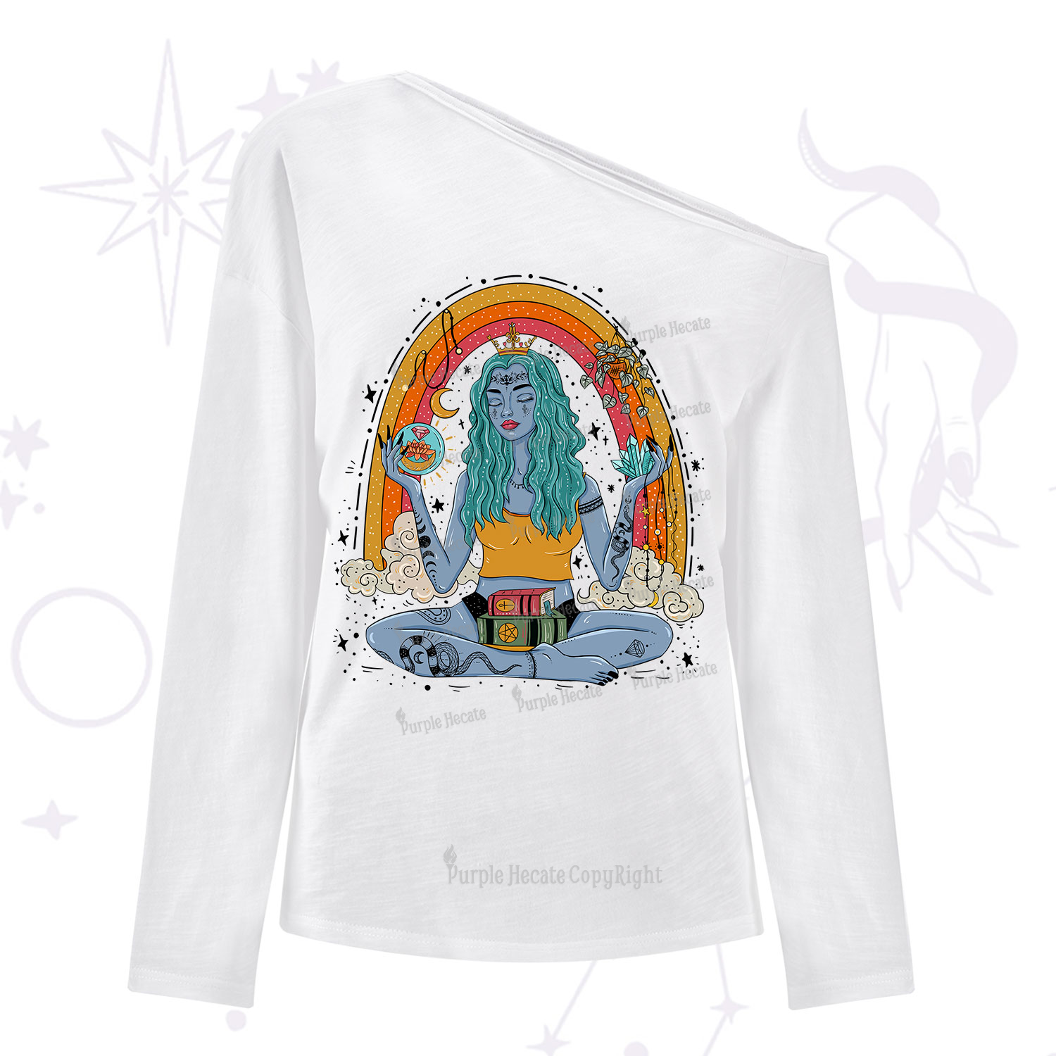 Purplehecate I'm The Queen Of All My Dreams One Shoulder Long Sleeve Shirt