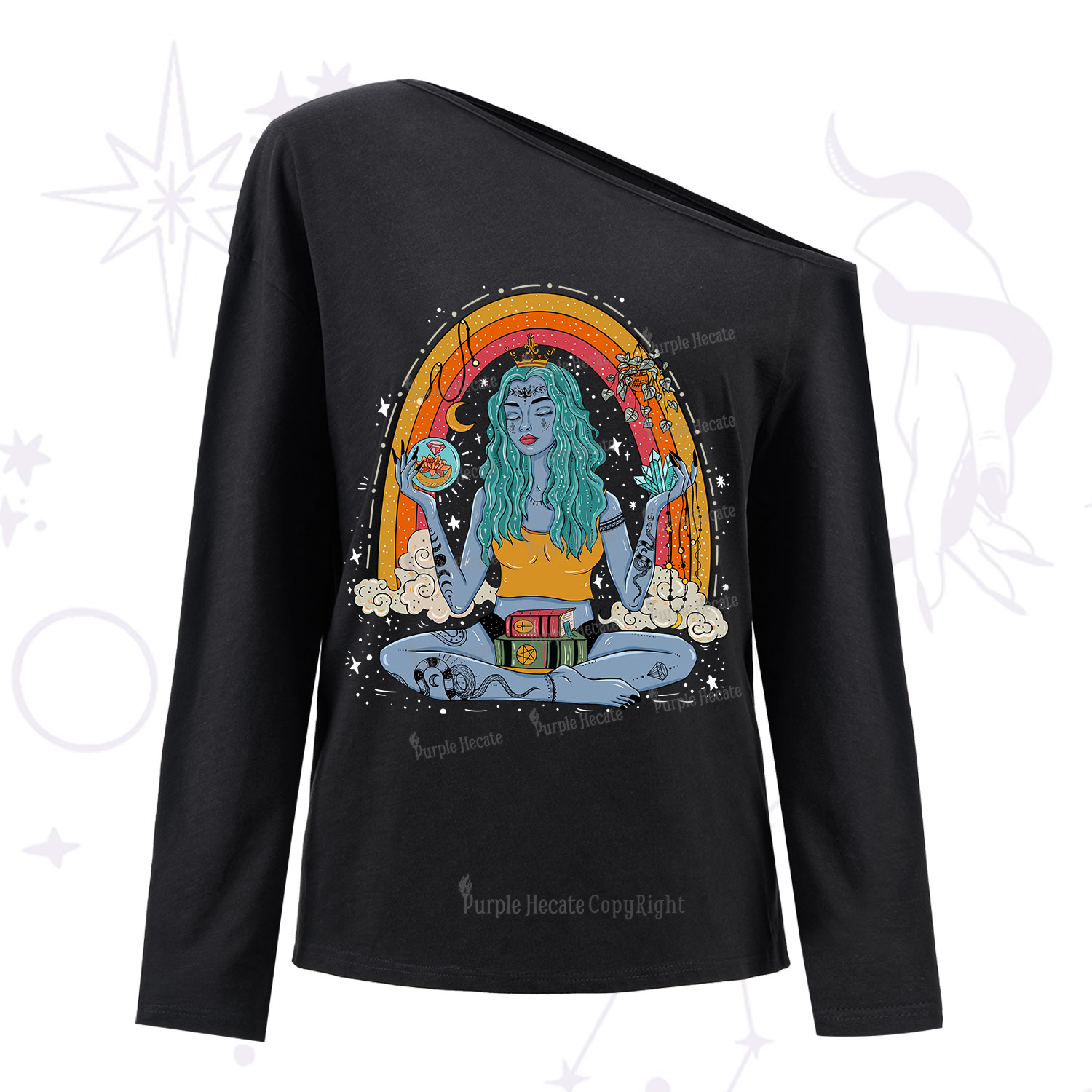 Purplehecate I'm The Queen Of All My Dreams One Shoulder Long Sleeve Shirt