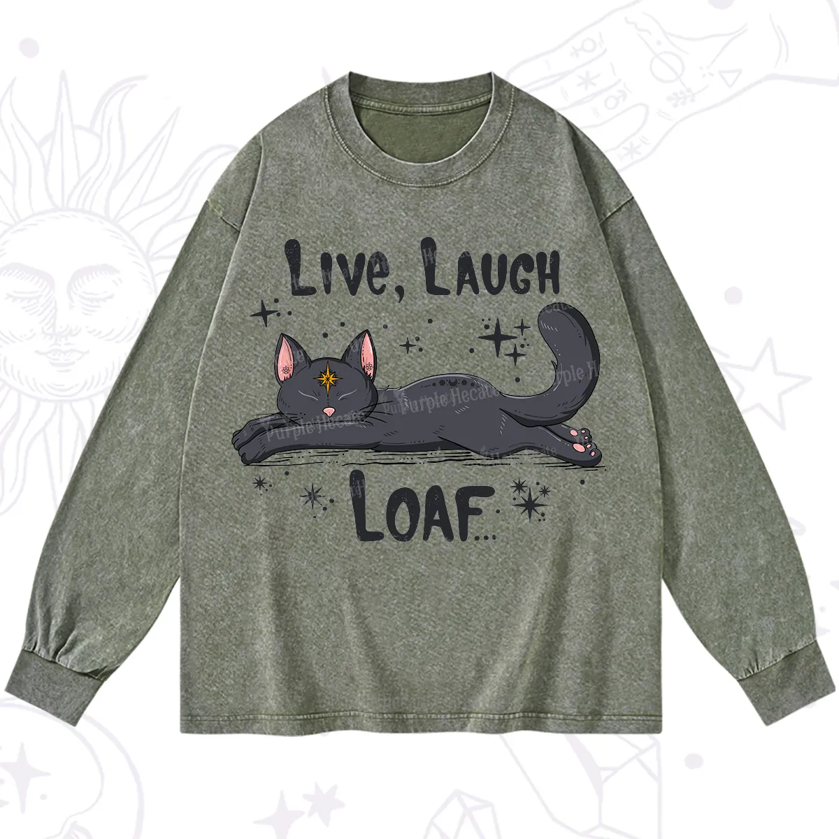 Purplehecate Live Laugh Loaf Washed Long Sleeve Shirt