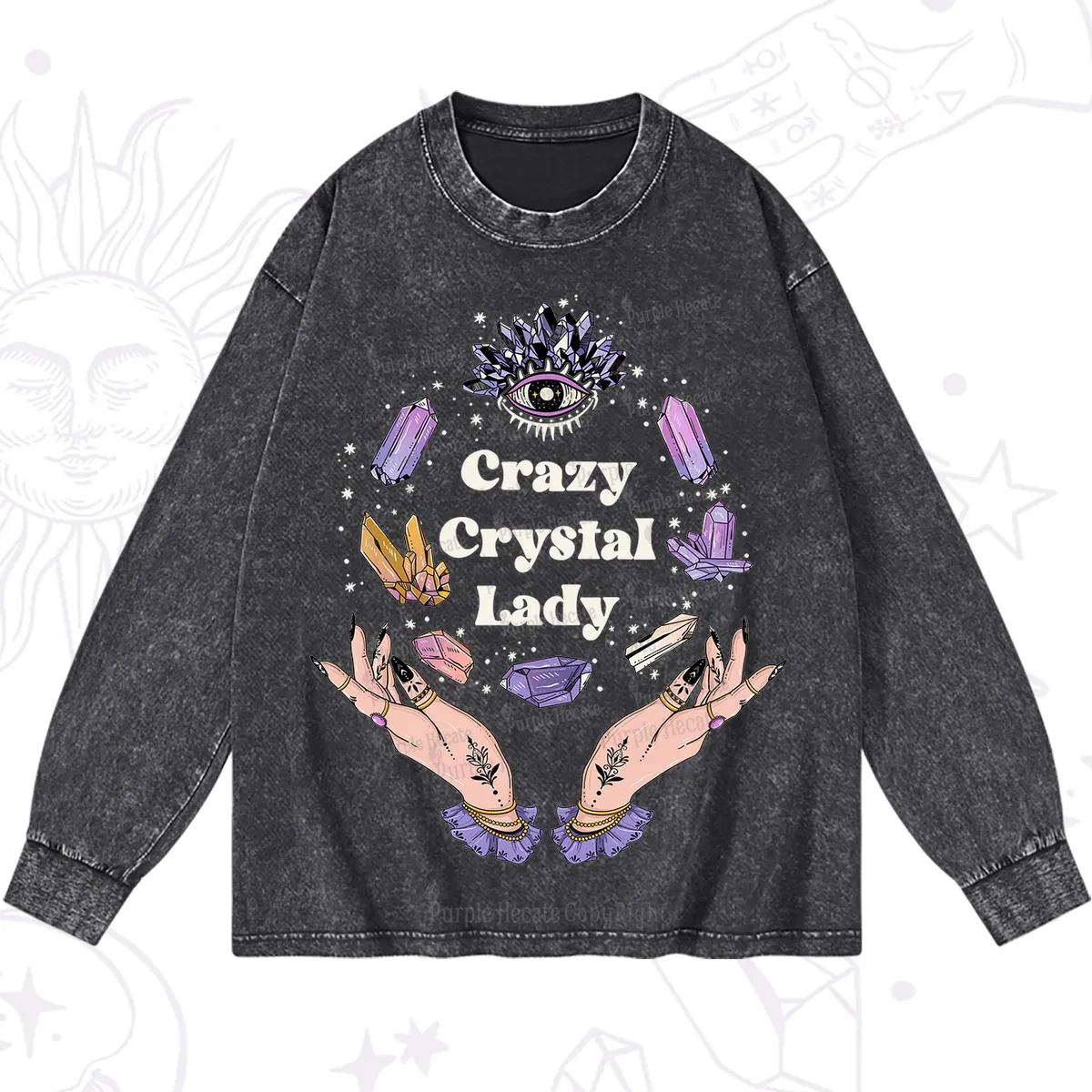 Purplehecate Crazy Crystal Lady Washed Long Sleeve Shirt