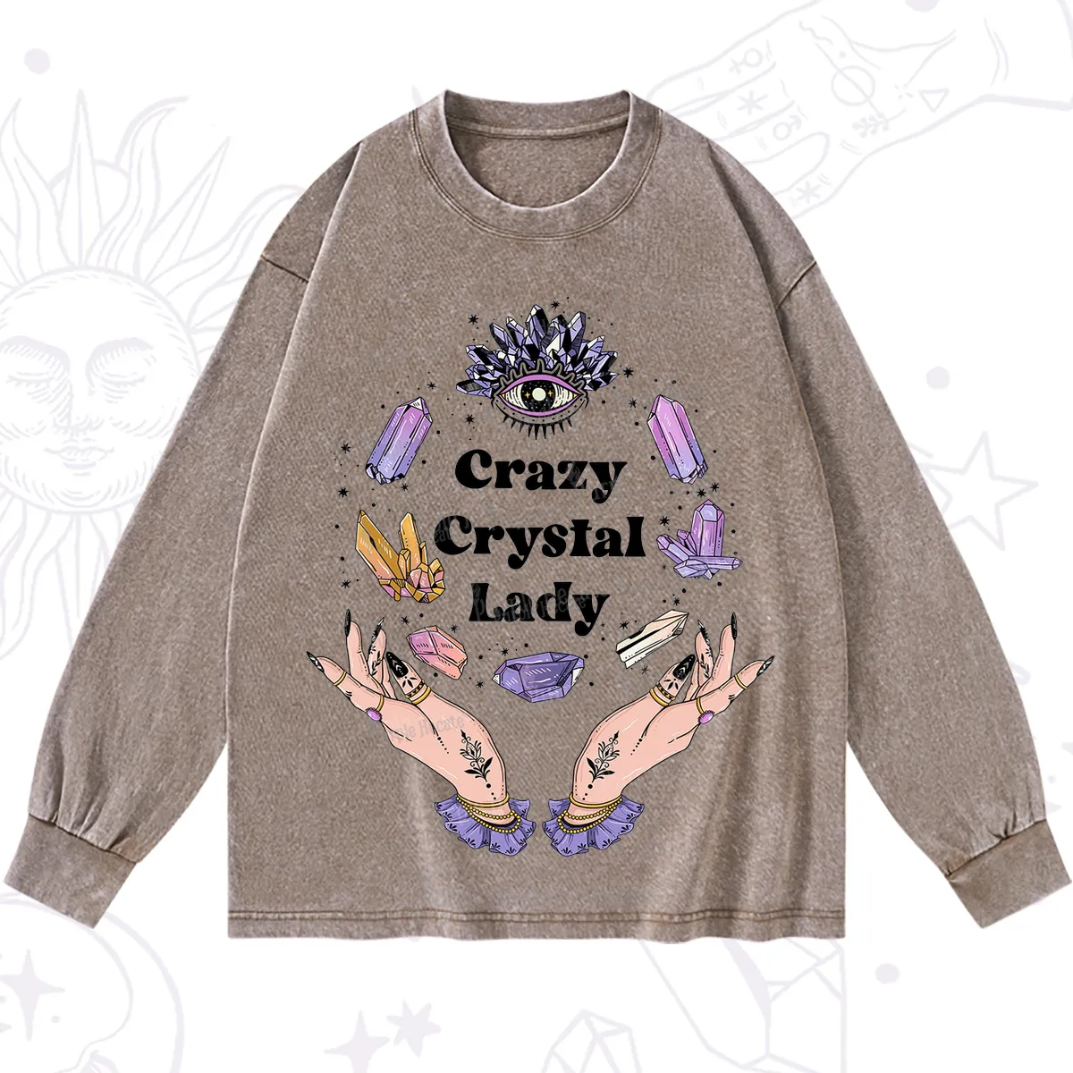 Purplehecate Crazy Crystal Lady Washed Long Sleeve Shirt
