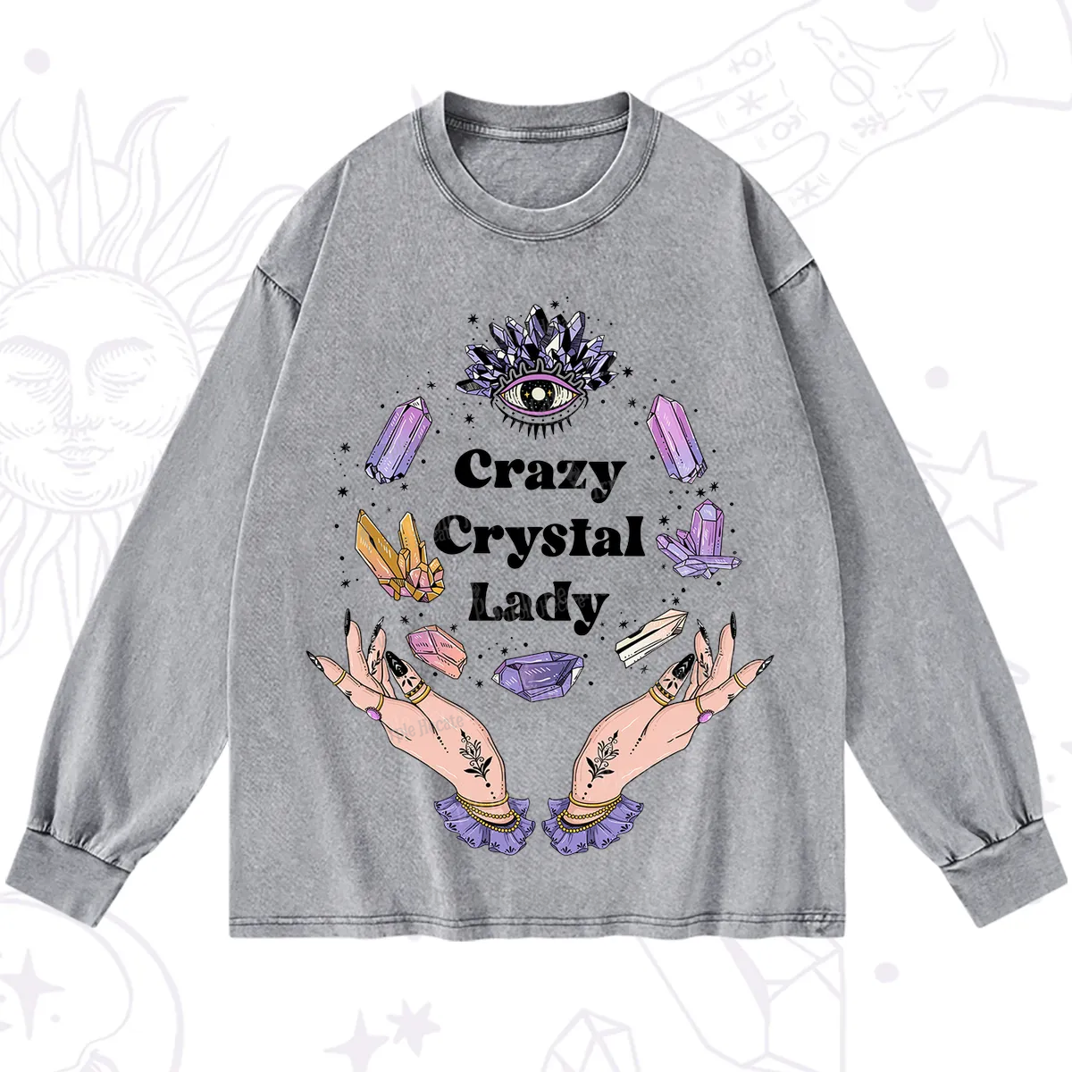 Purplehecate Crazy Crystal Lady Washed Long Sleeve Shirt