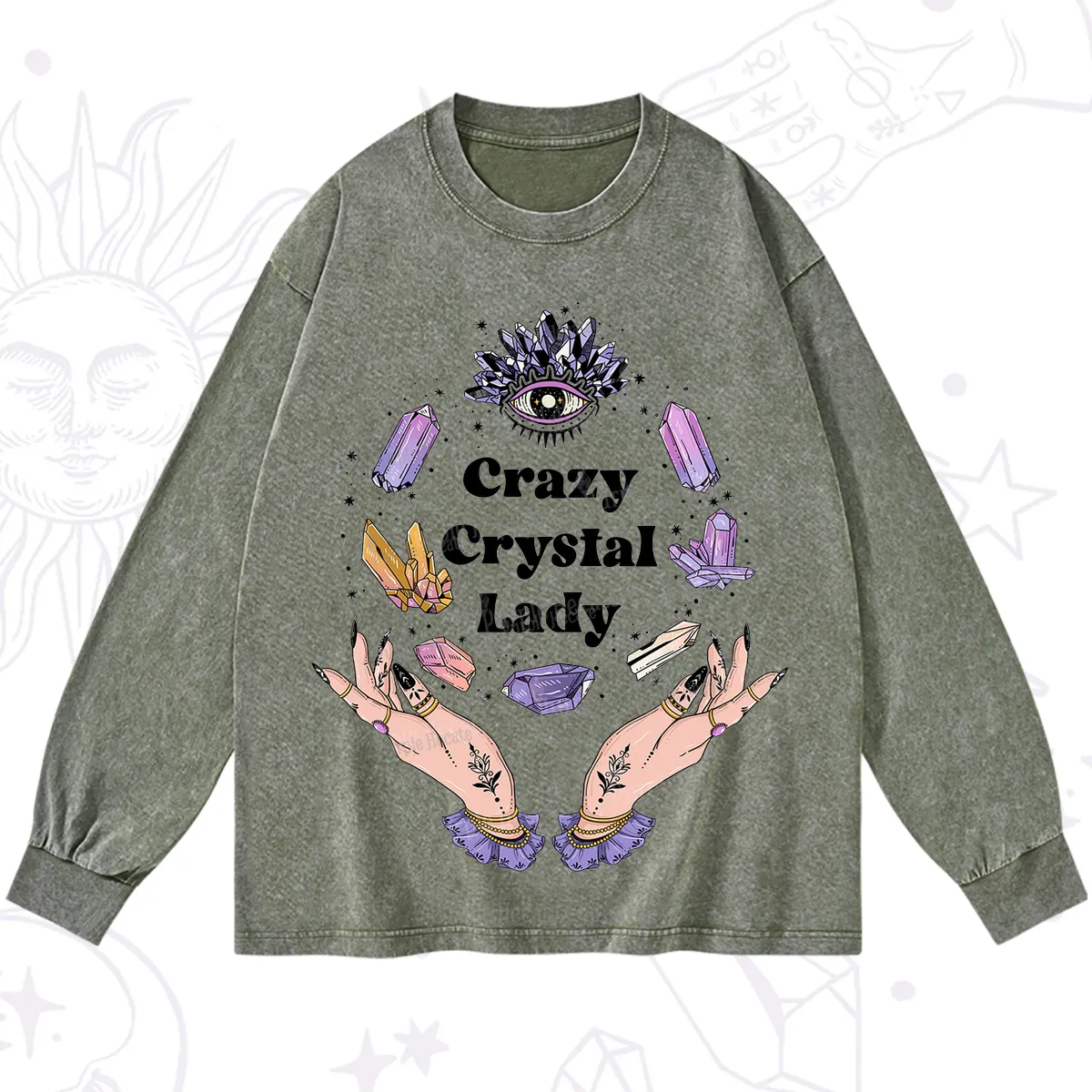 Purplehecate Crazy Crystal Lady Washed Long Sleeve Shirt