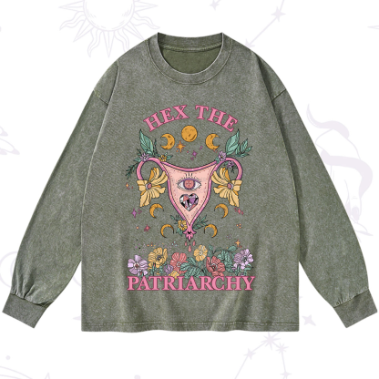 Purplehecate Hex the Patriarchy Feminist Power Washed Long Sleeve Shirt