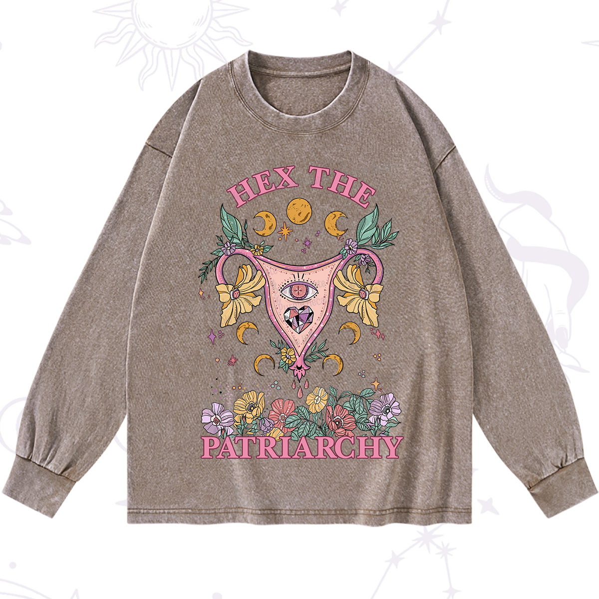 Purplehecate Hex the Patriarchy Feminist Power Washed Long Sleeve Shirt