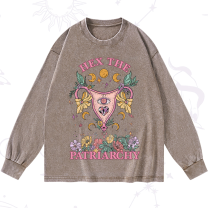 Purplehecate Hex the Patriarchy Feminist Power Washed Long Sleeve Shirt
