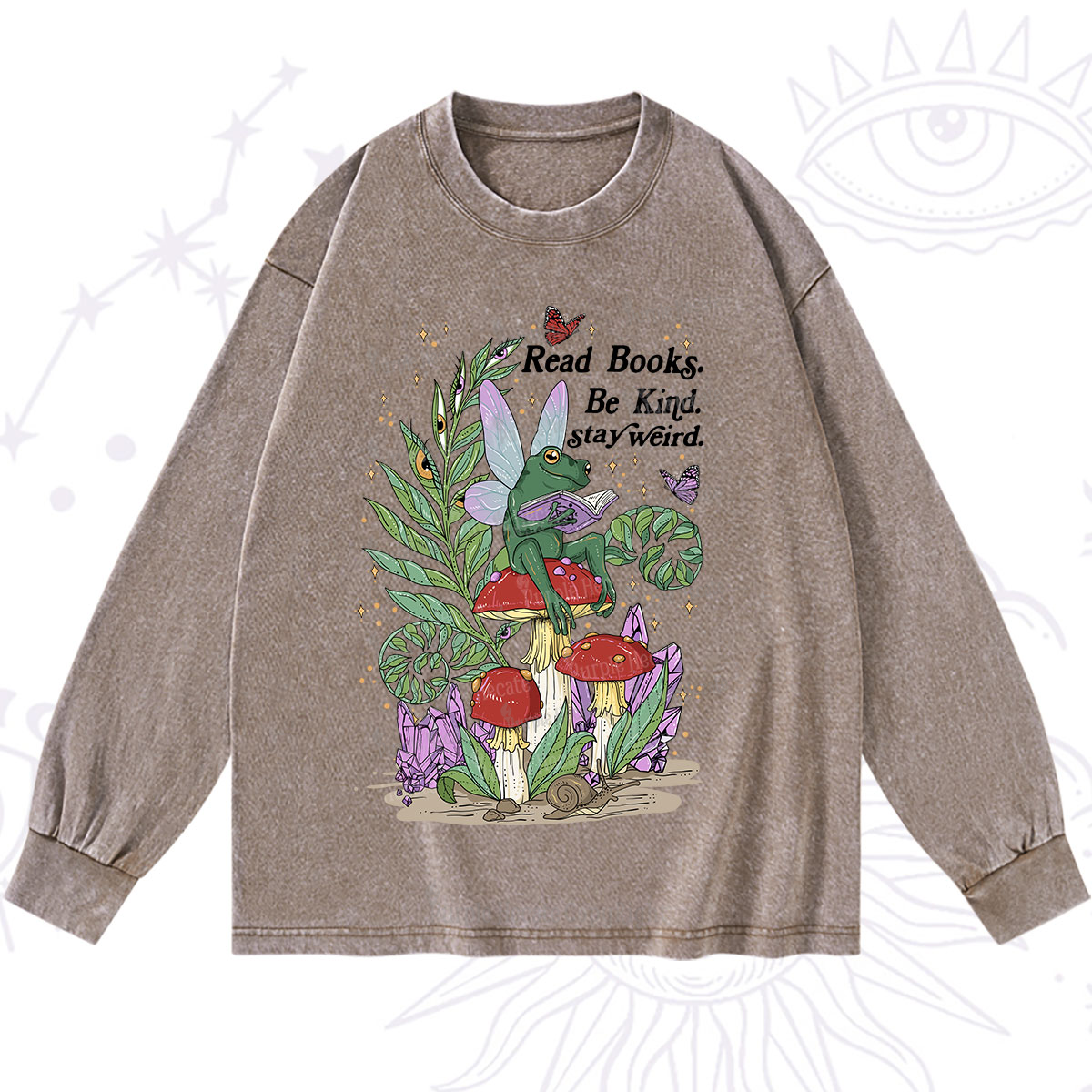 Purplehecate Read Books Be Kind Stay Weird Washed Long Sleeve Shirt