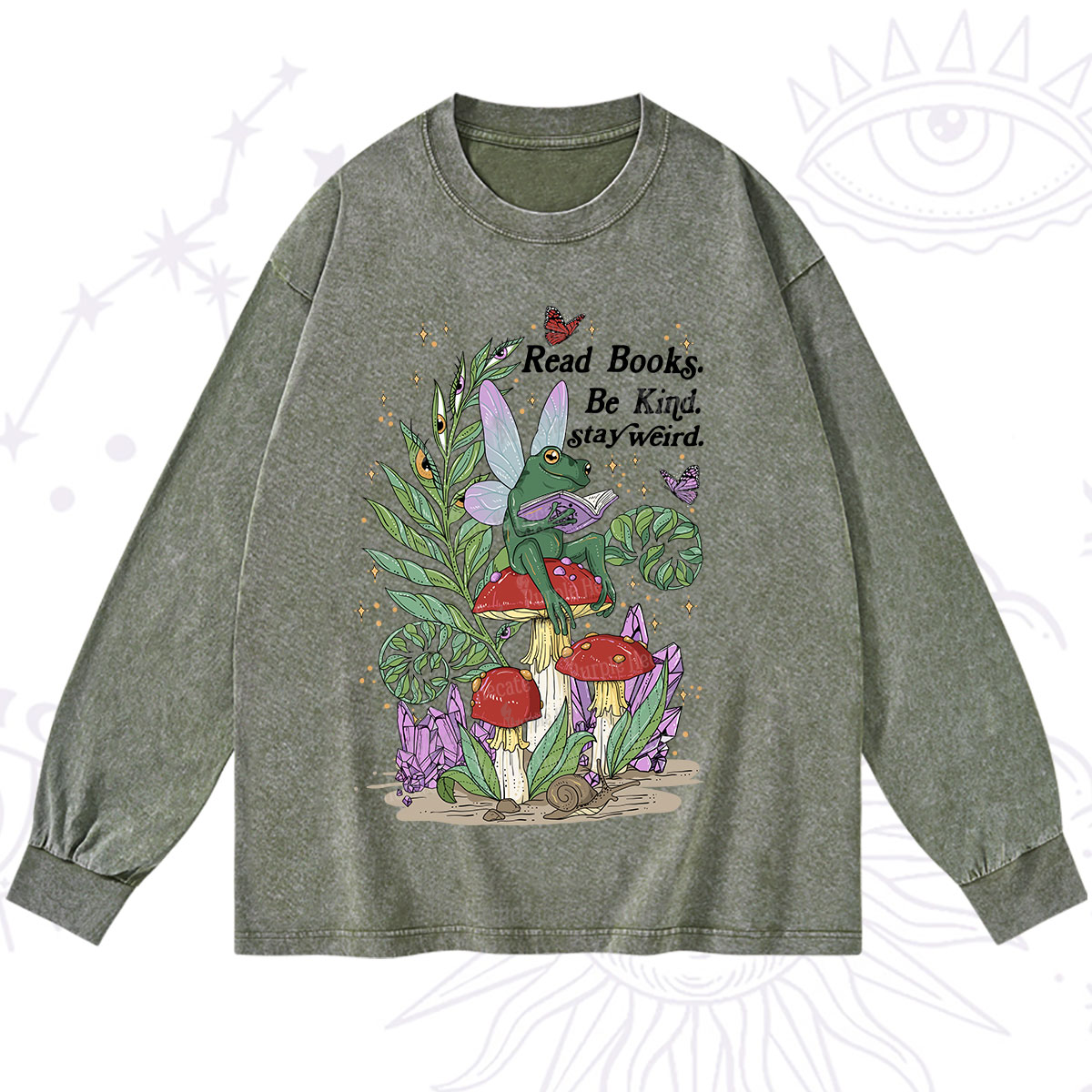 Purplehecate Read Books Be Kind Stay Weird Washed Long Sleeve Shirt