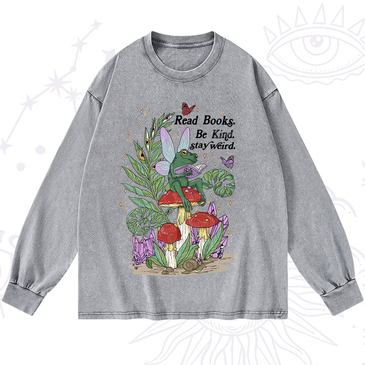 Purplehecate Read Books Be Kind Stay Weird Washed Long Sleeve Shirt