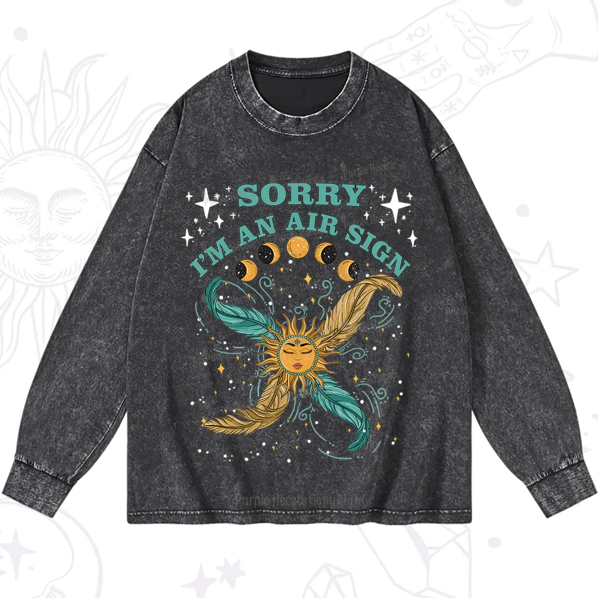 Purplehecate Sorry I'm An Air Sign Washed Long Sleeve Shirt
