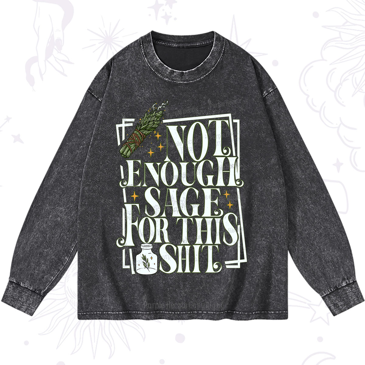 Purplehecate  Smudge for This Shit Washed Long Sleeve Shirt