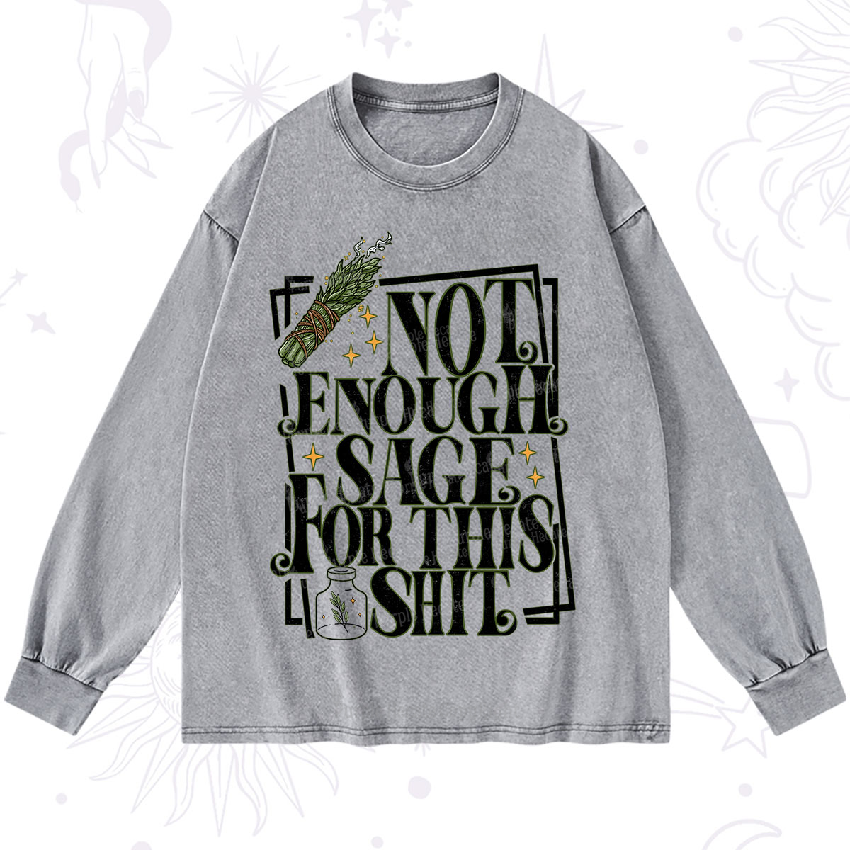 Purplehecate  Smudge for This Shit Washed Long Sleeve Shirt