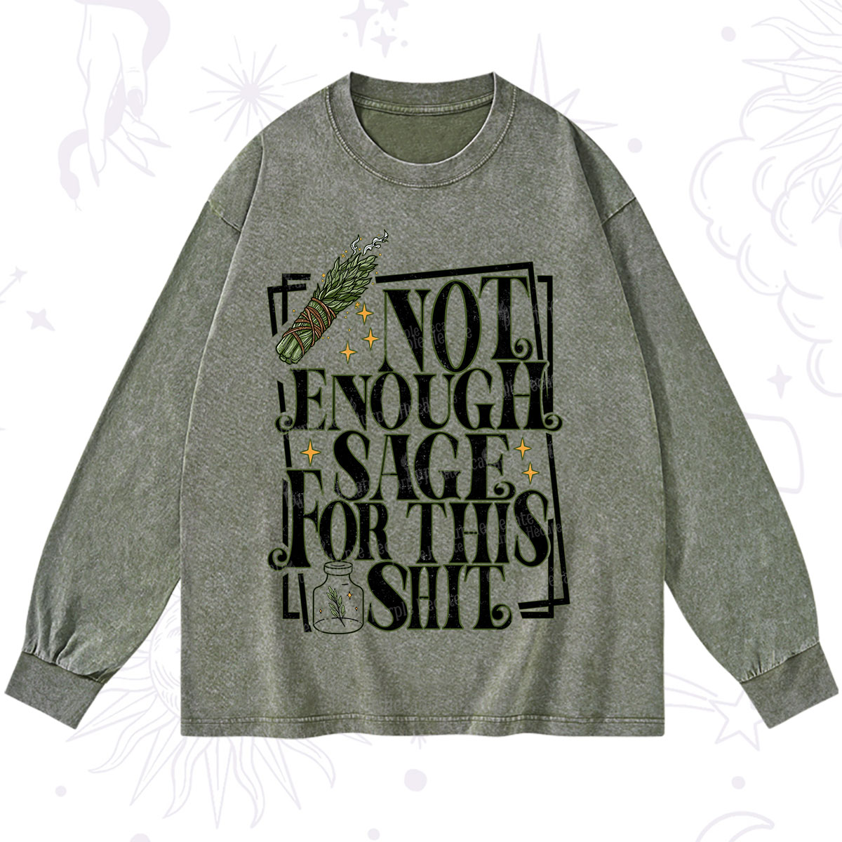 Purplehecate  Smudge for This Shit Washed Long Sleeve Shirt