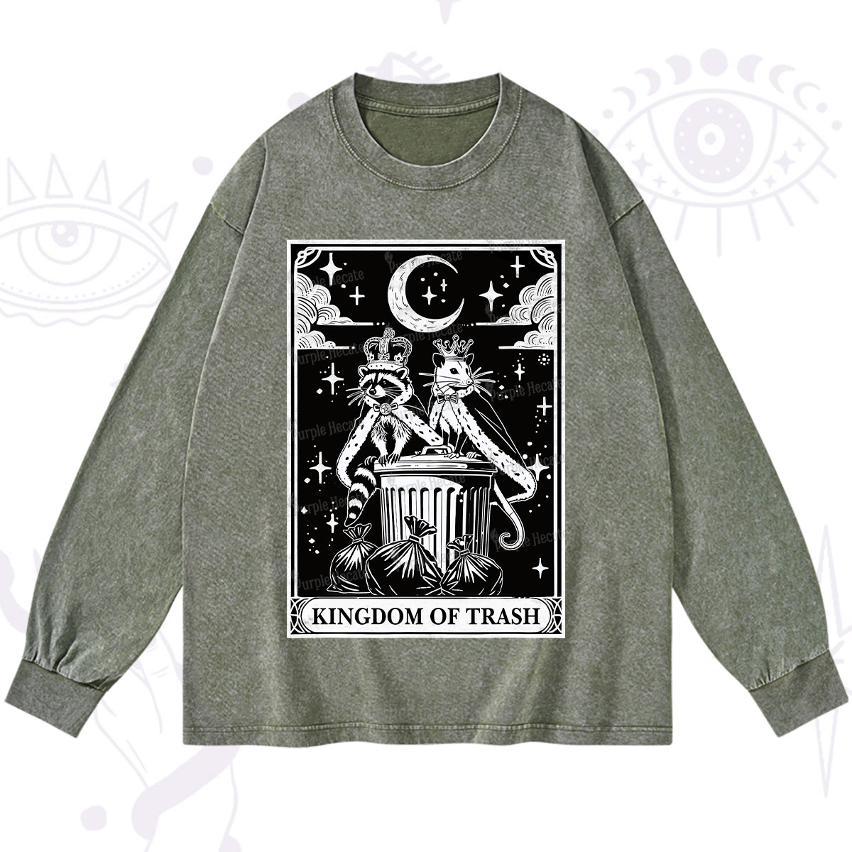 Purplehecate The Kingdom Of Trash Tarot Washed Long Sleeve Shirt