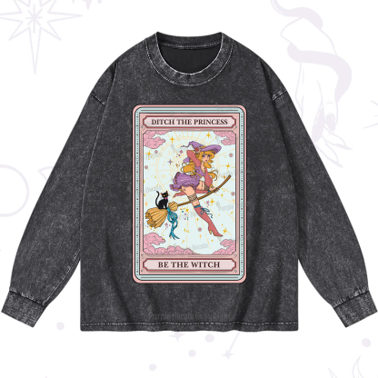 Purplehecate The Ditch The Princess Be The Witch Oracle Card Washed Long Sleeve Shirt